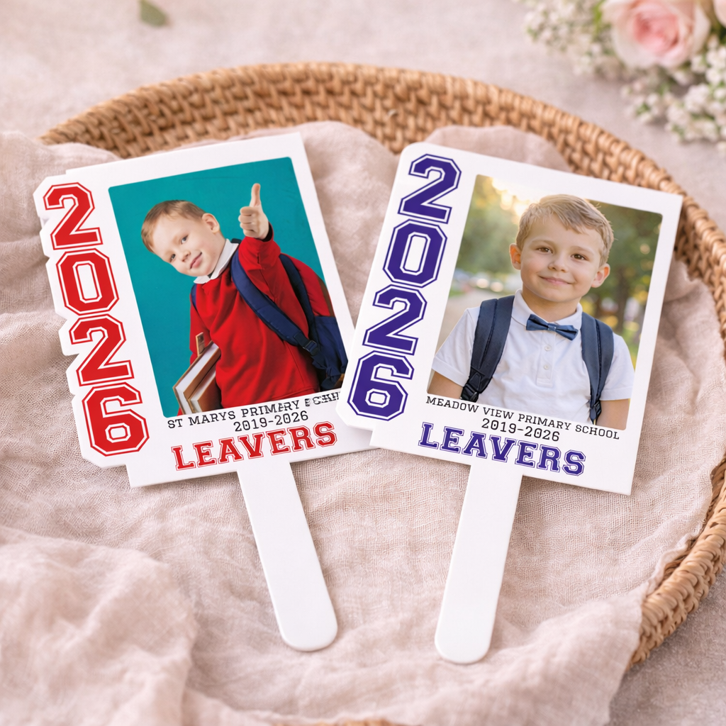 Personalised Leavers 2026 Photo Paddle | School Leavers Sign | Custom Acrylic Keepsake with FREE Canva Template