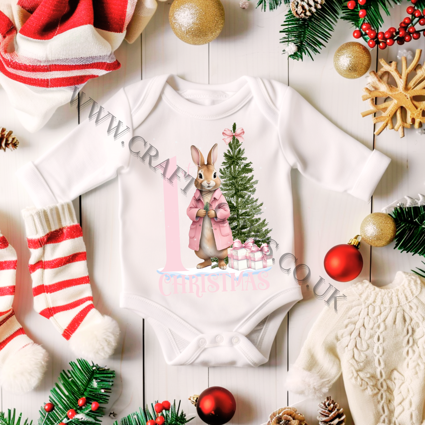 First Christmas Rabbit Pink DTF 10cm