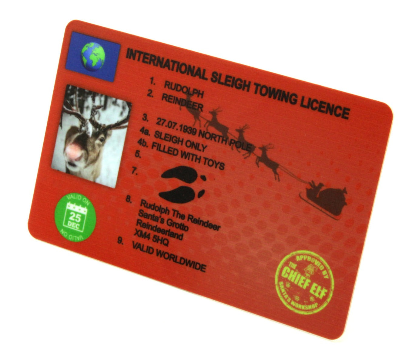 Acrylic Craft Rudolph the Reindeer International Sleigh Towing Licence