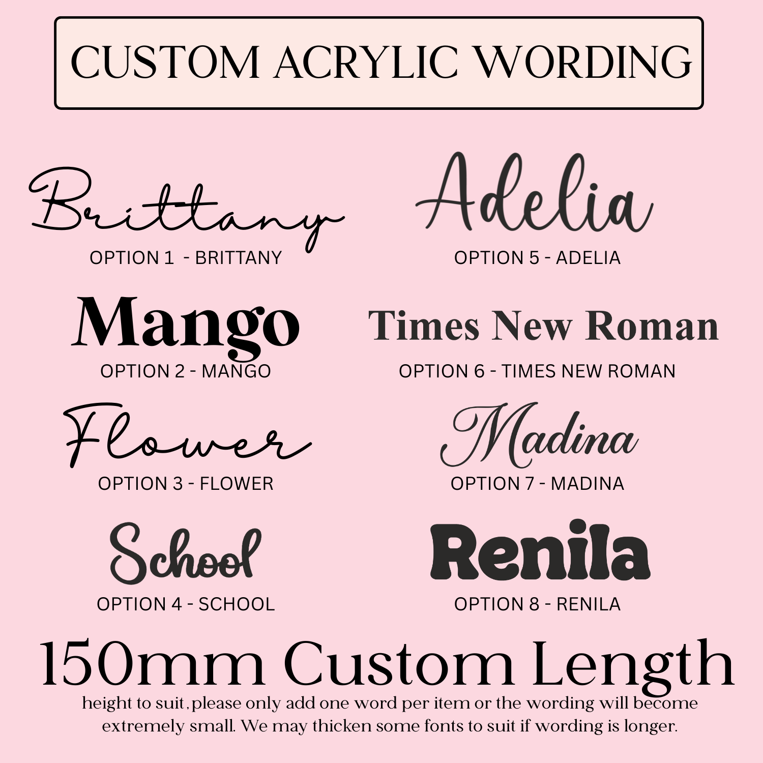 Custom Acrylic Name / Word – 150mm Personalised Laser Cut Acrylic