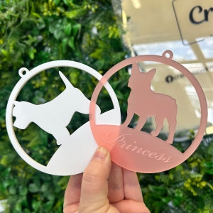 Dog Christmas Bauble 100mm - Long Haired Chihuahua