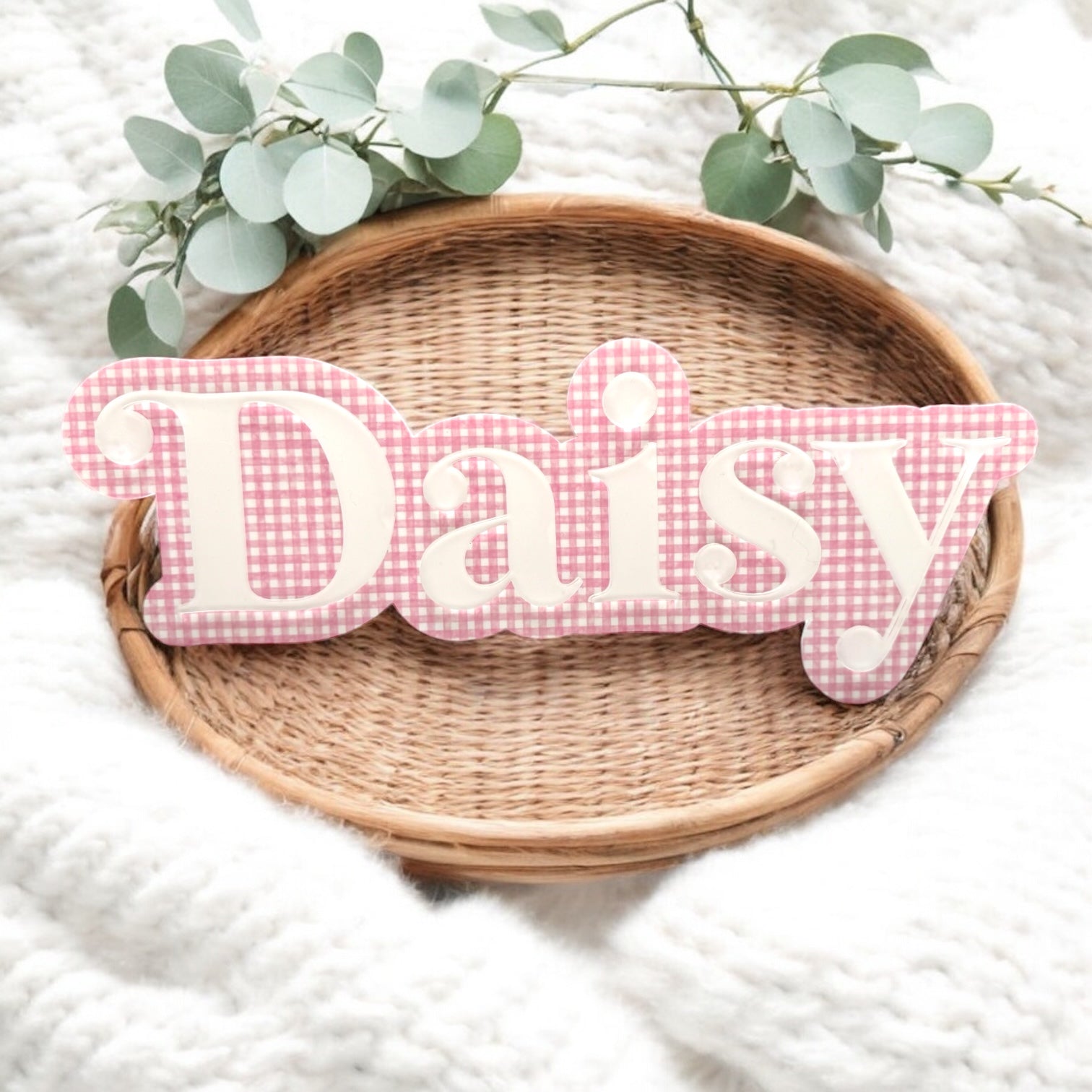 Gingham Name Wall Plaques UV Printed