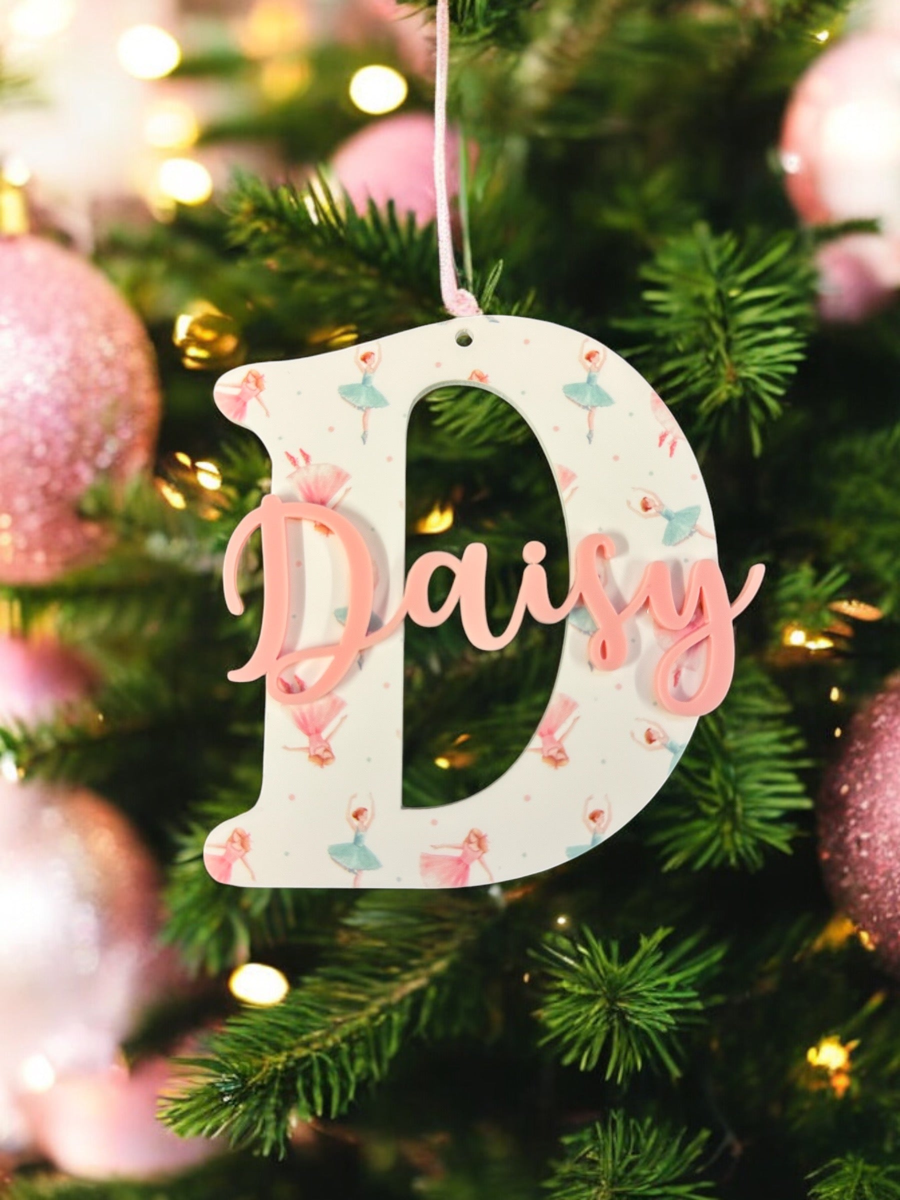 Ballerina Printed Letter Bauble