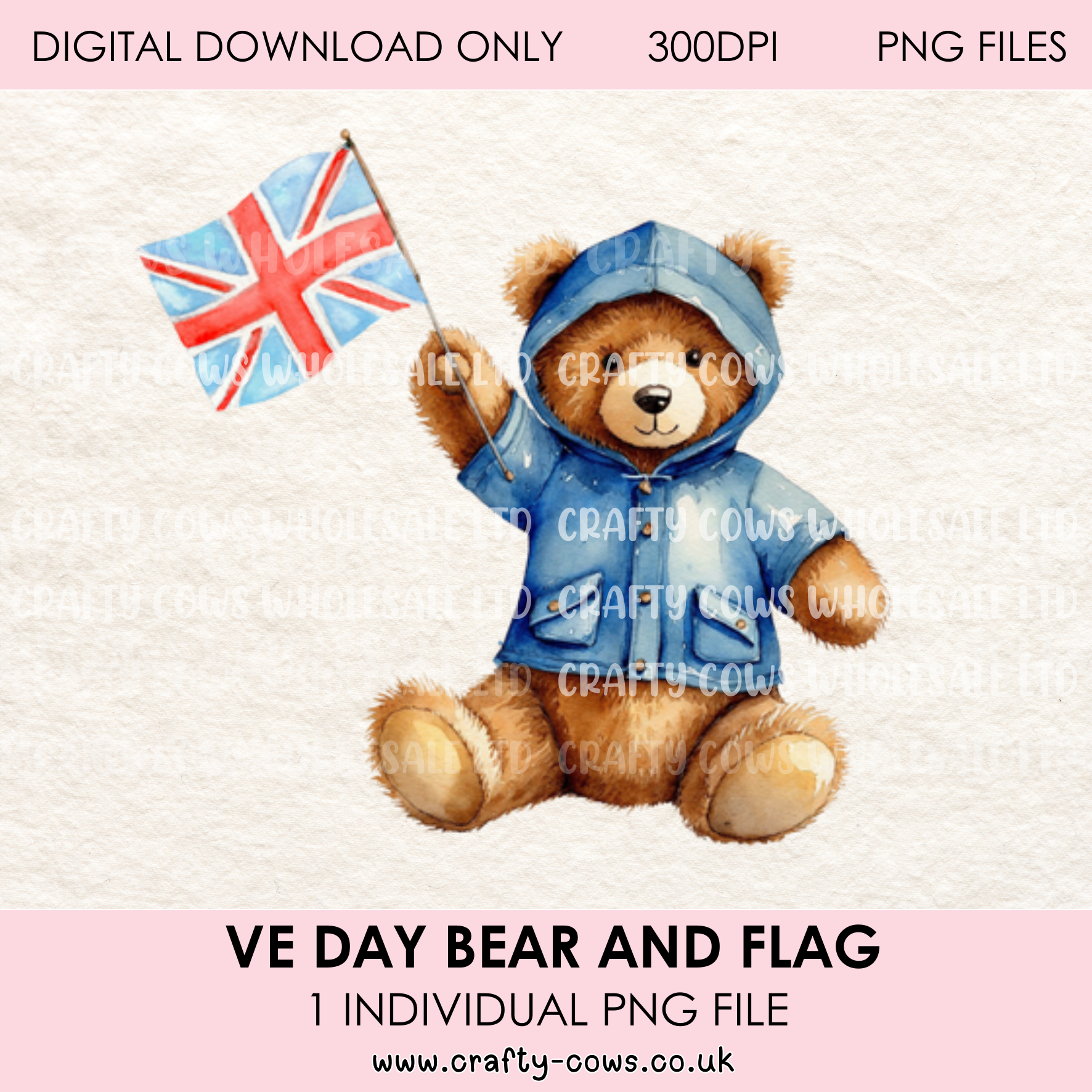 VE Day Bear And Flag - Digital Downloads