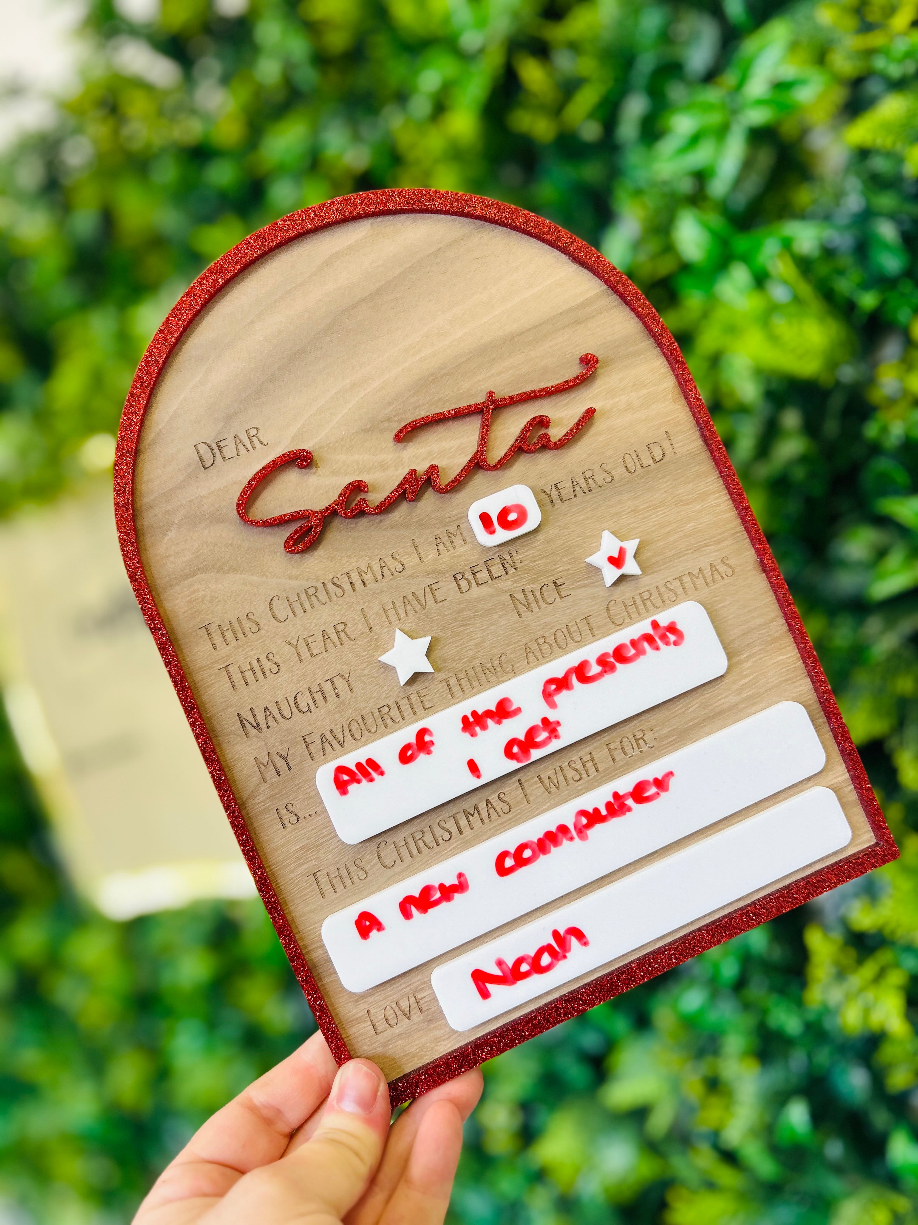 Christmas Wishlist Board - Red Glitter