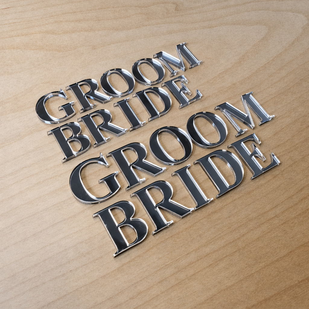 Groom & Bride Text - Block Font - Size 1