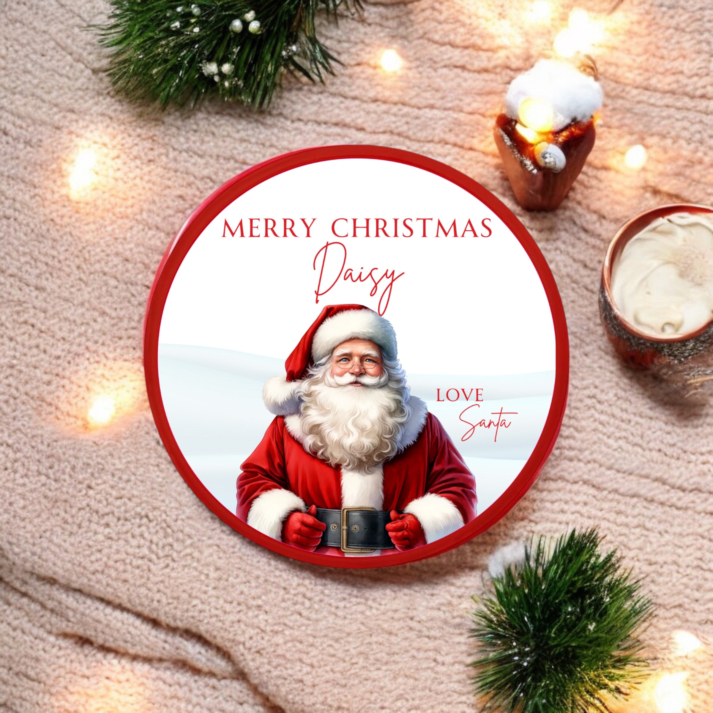 Chocolate Tub Solvent Printed Vinyl - Merry Christmas Love Santa