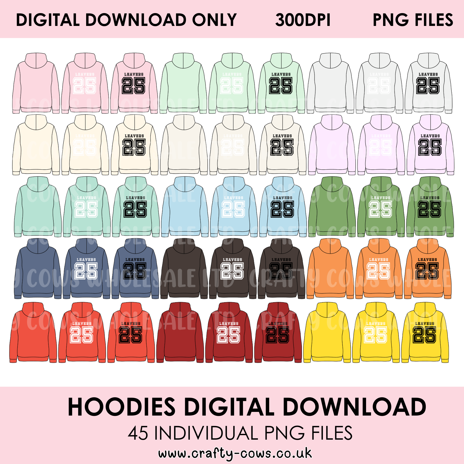 Hoodie Leavers Pastels & Beiges 2025 Digital Downloads