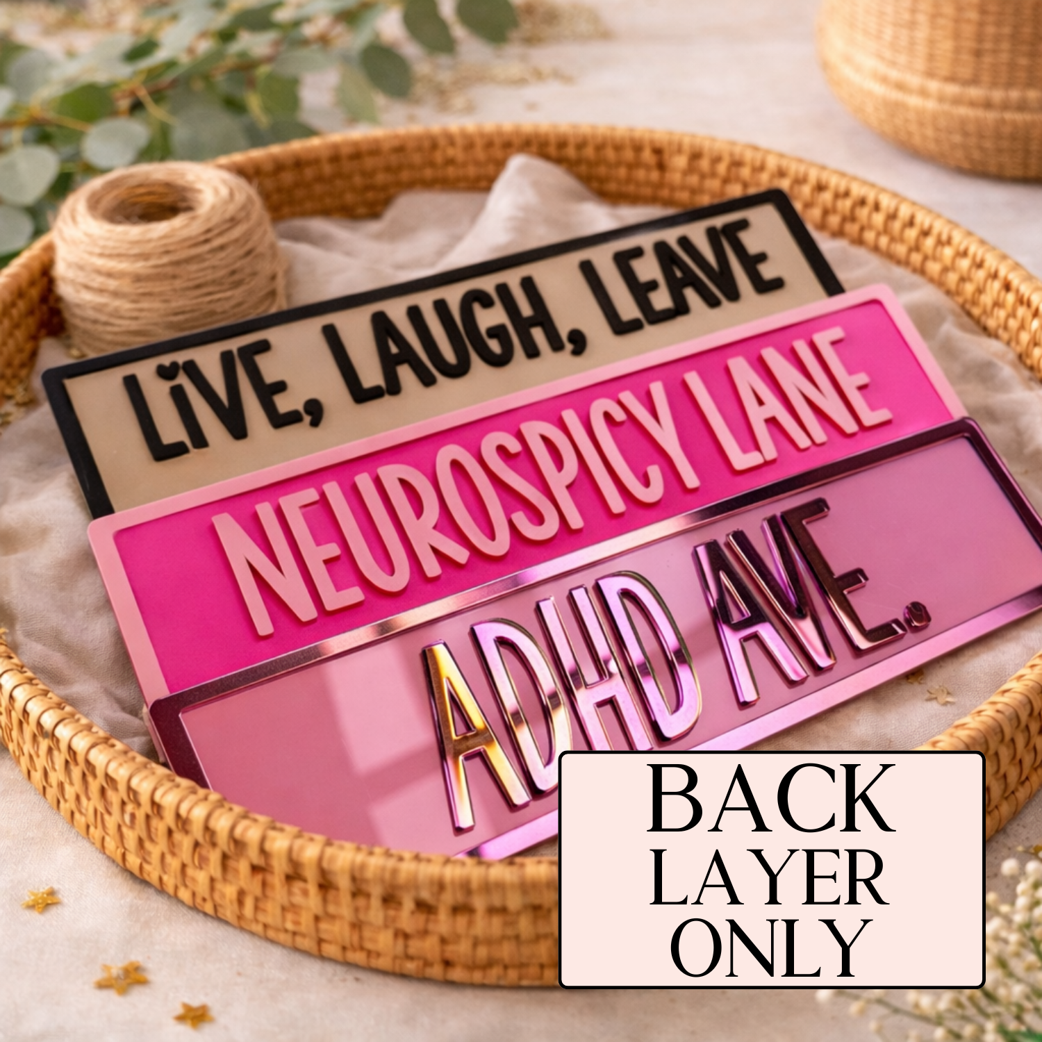 Acrylic Sign Back Layer Only 3mm Custom Colour Base 280mm x 80mm