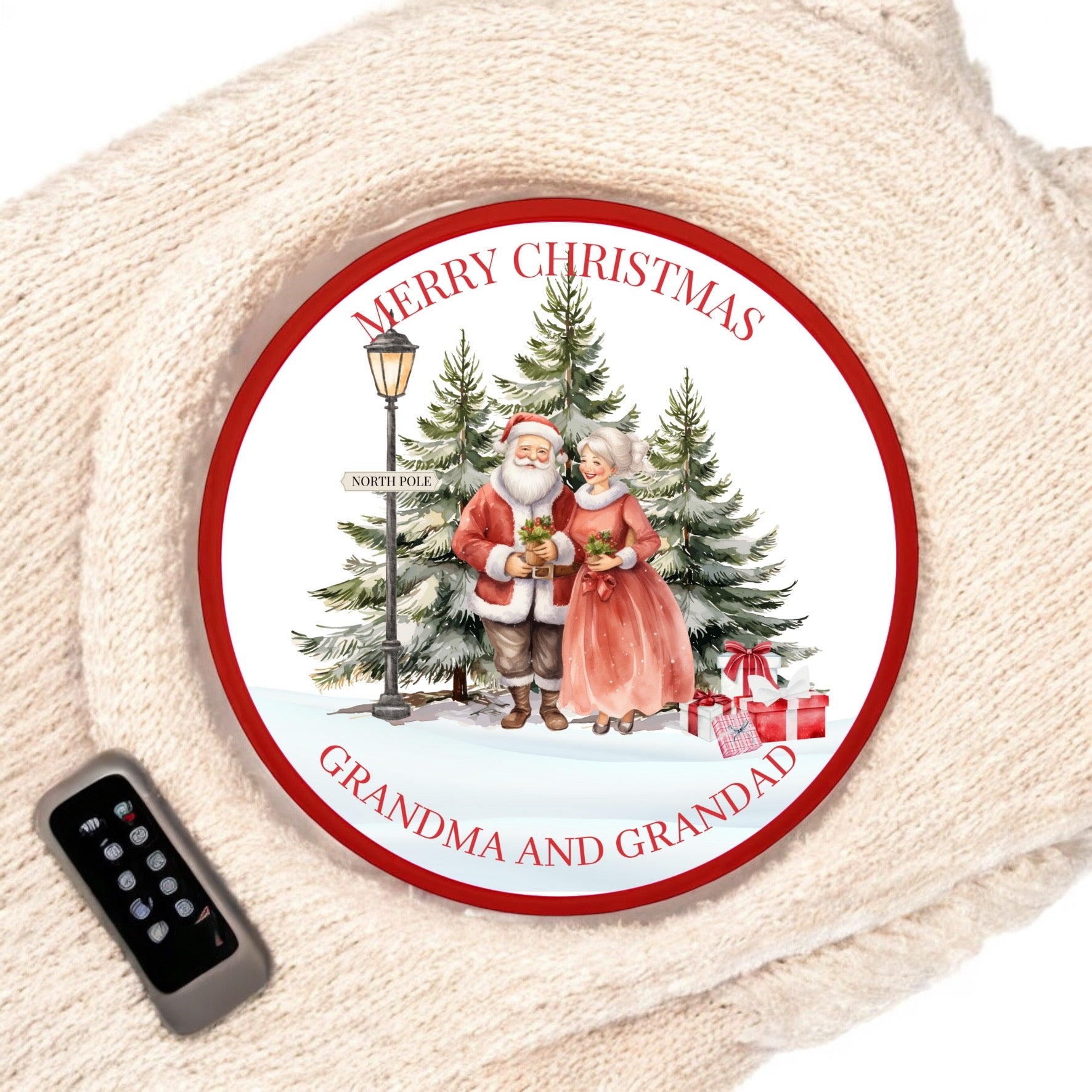 Chocolate Tub Solvent Printed Vinyl - Merry Christmas Grandma & Grandad