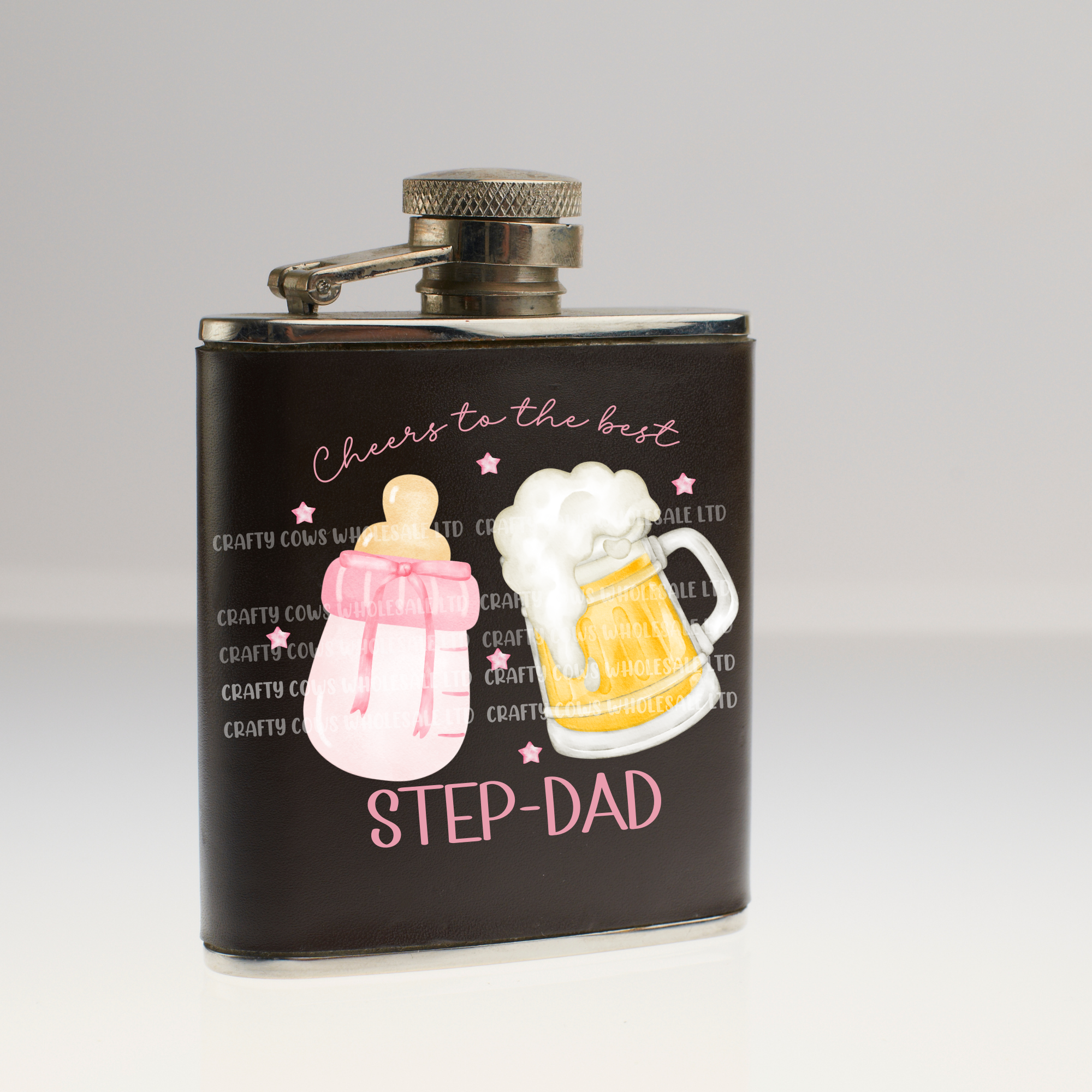 Fathers Day Cheers To The Best Step-Dad Pink UVDTF