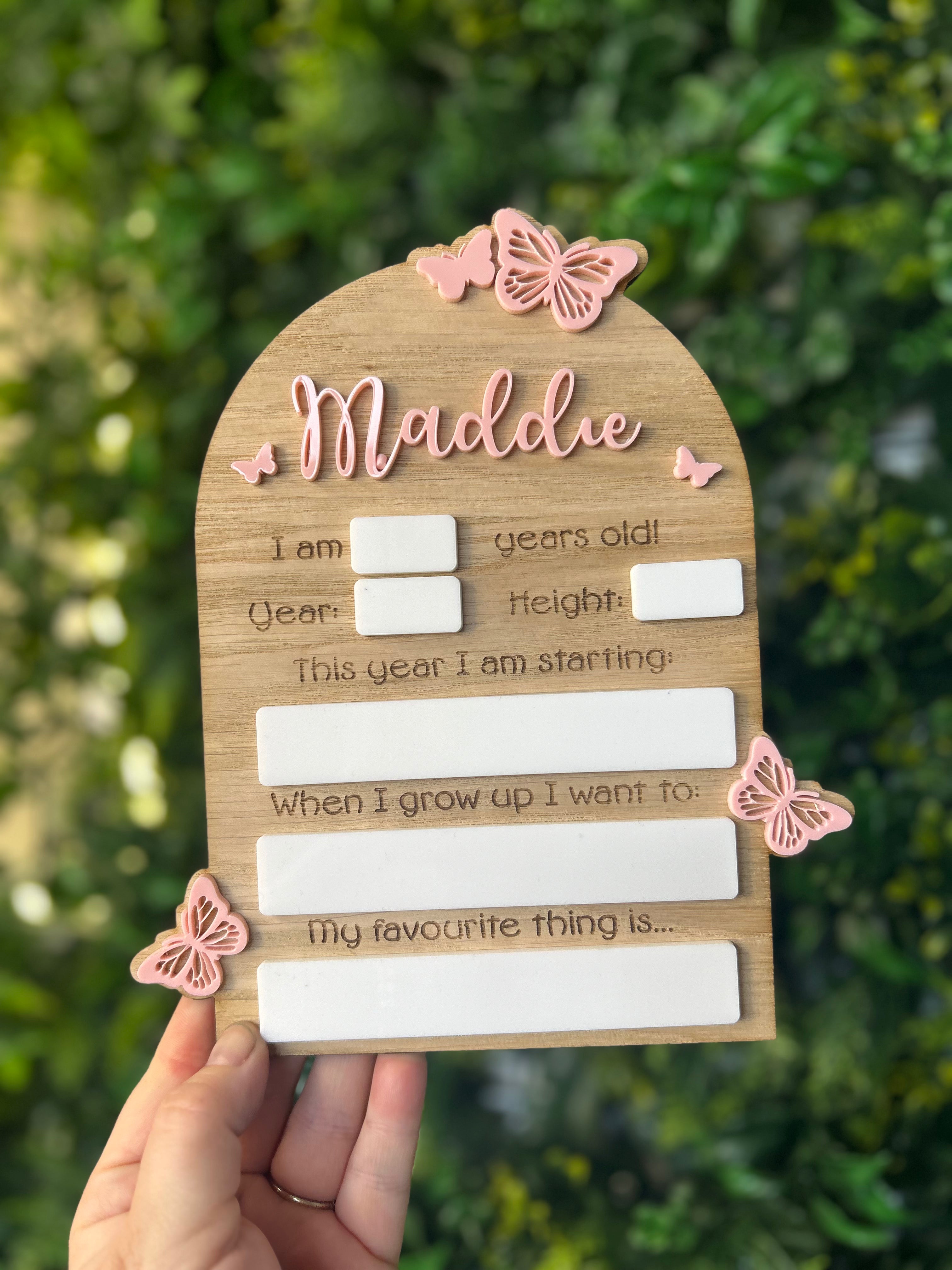 Back to School Board with Butterfly Embellishments