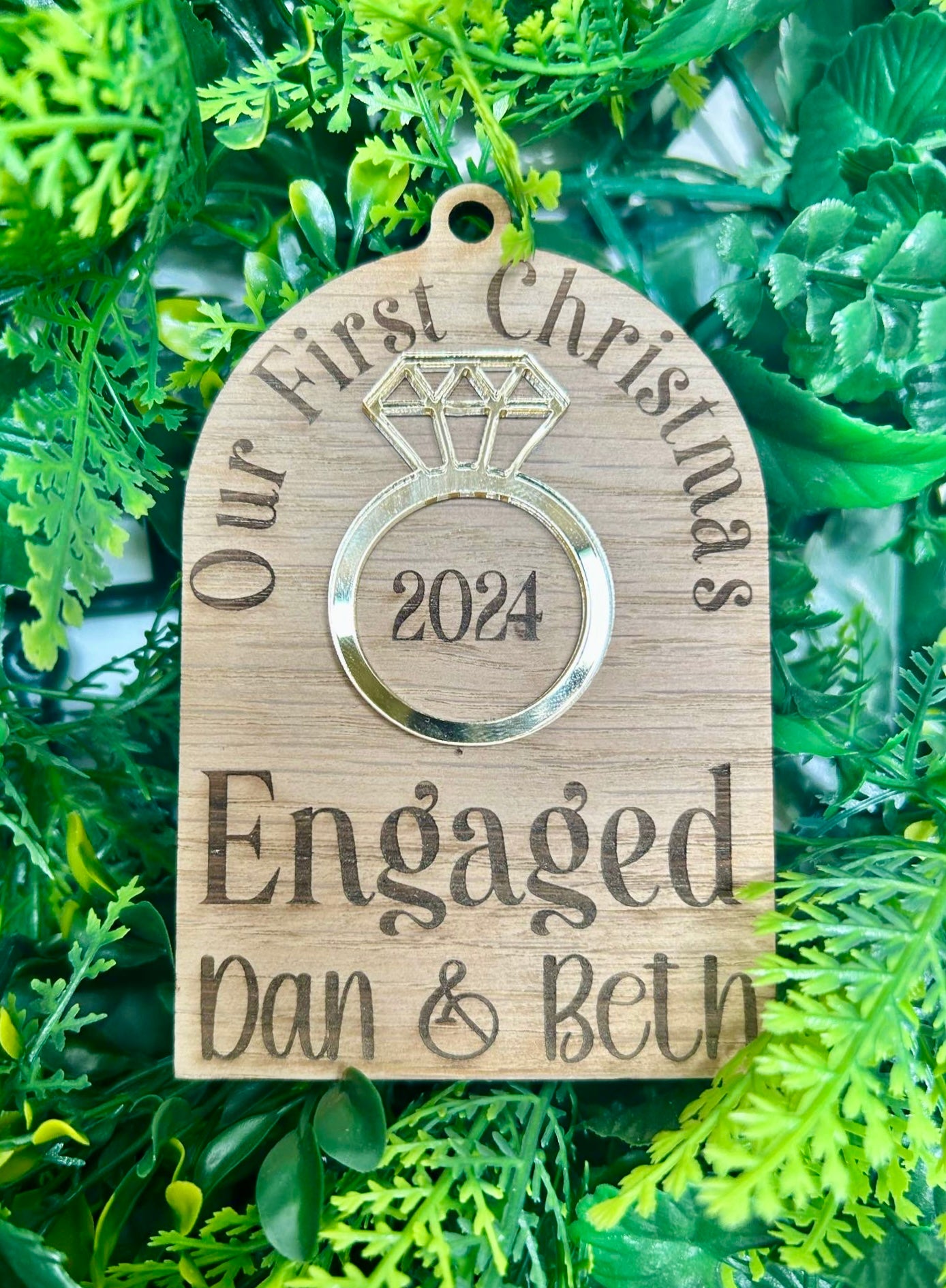 First Christmas Engaged - Engraved Bauble