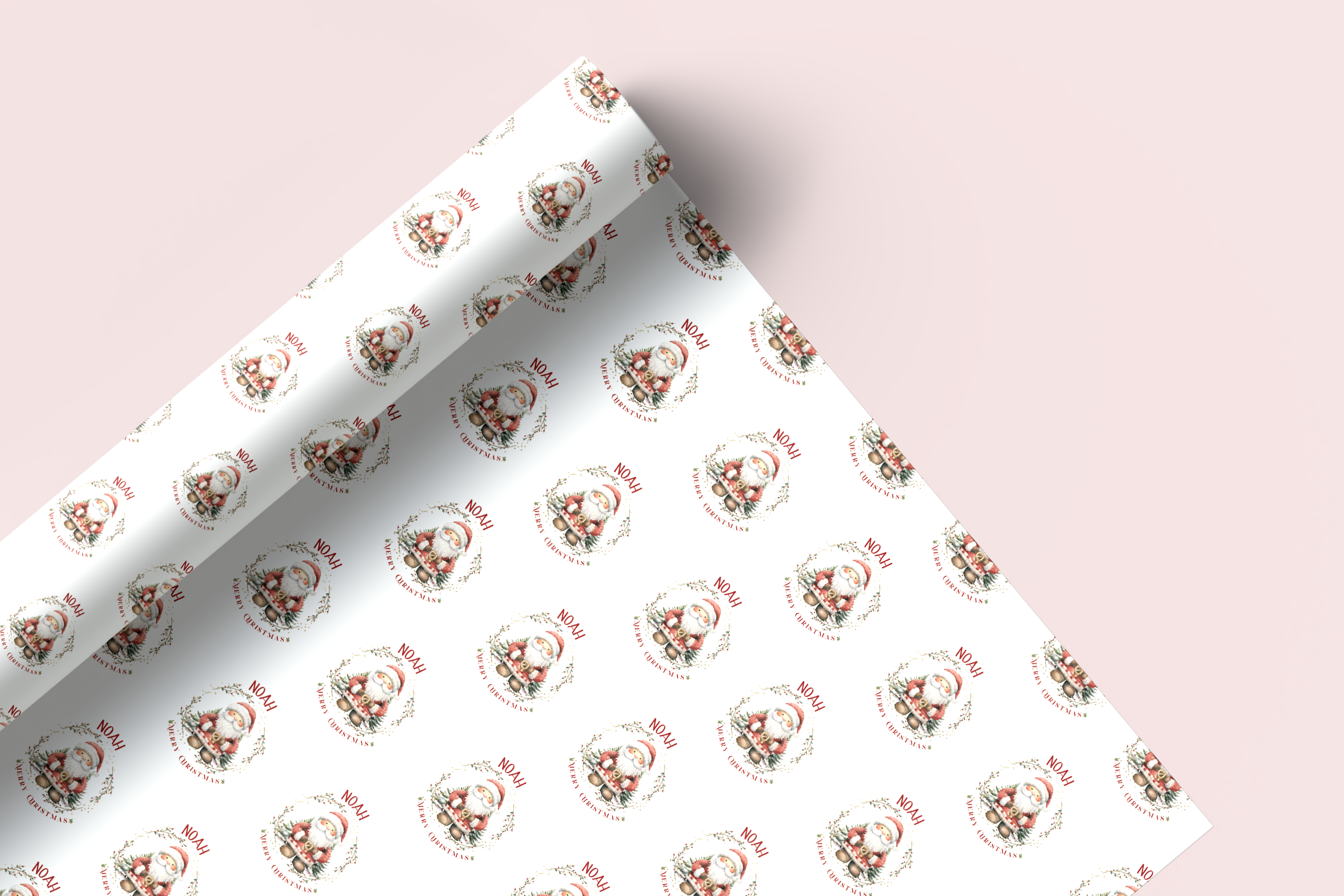 Personalised Santa Wreath Wrapping Paper