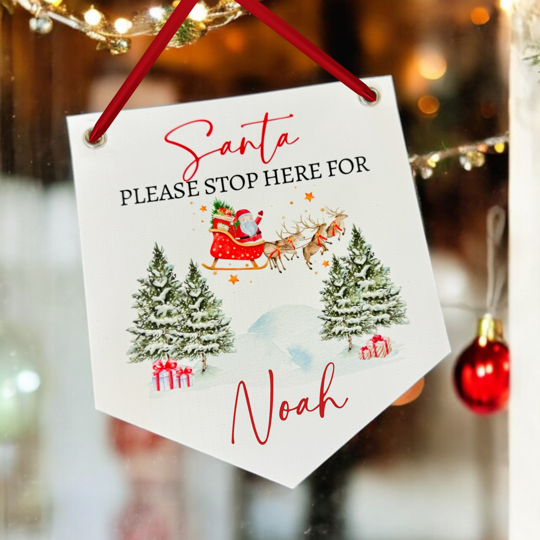 Santa Stop Here Pennant - Banner