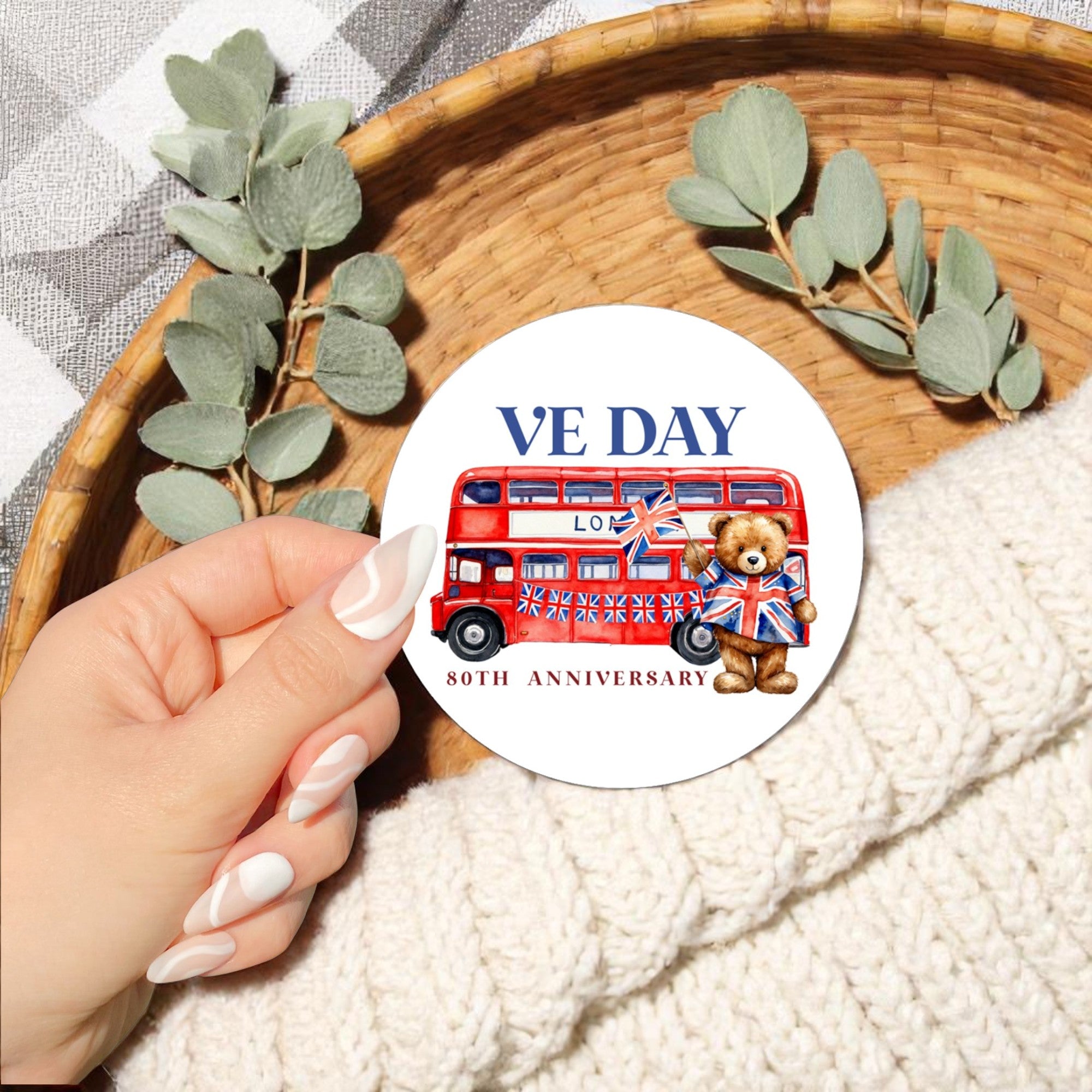 London Bus & Bear - Eco Solvent Stickers 6cm