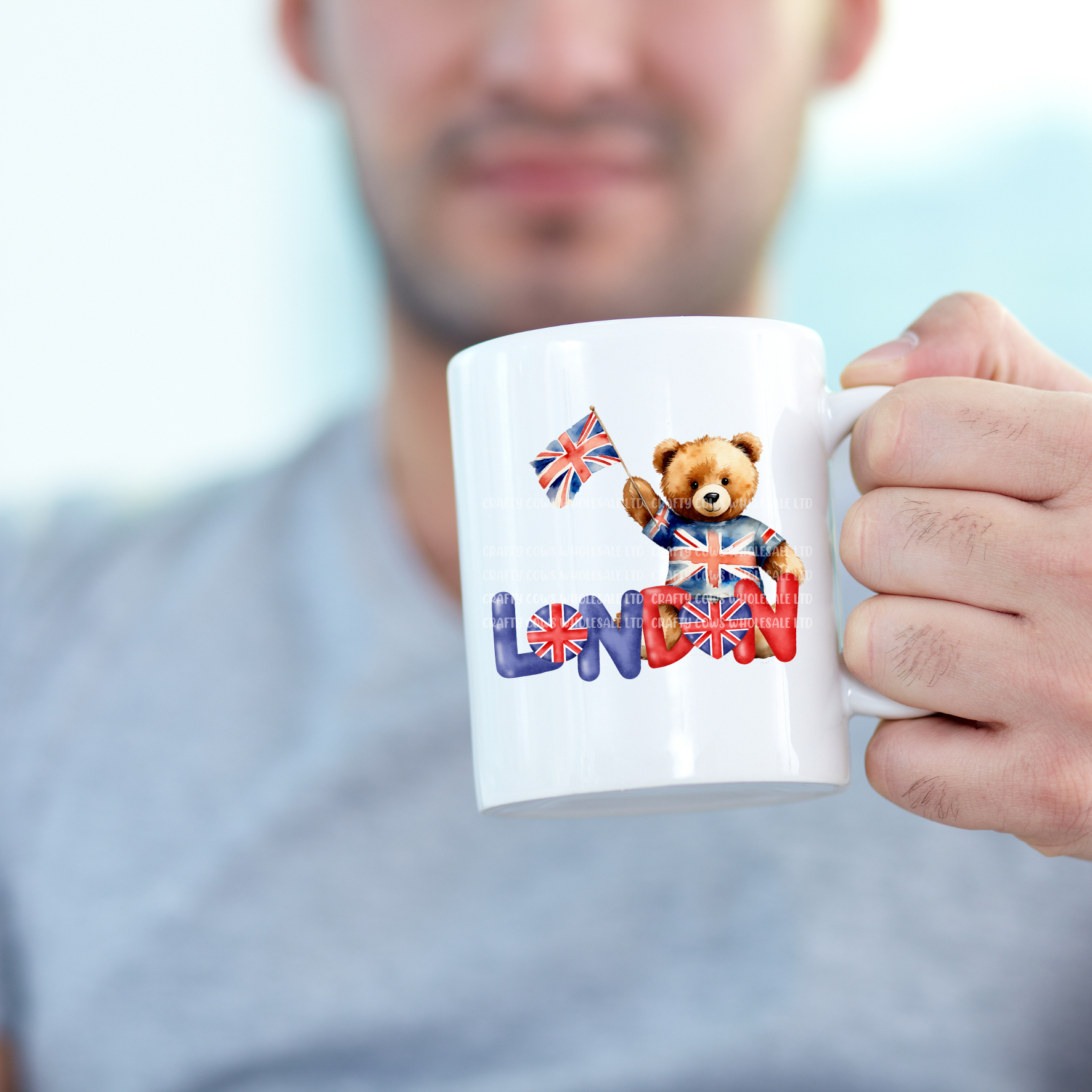 VE Day London Bear With Flag UVDTF Decal