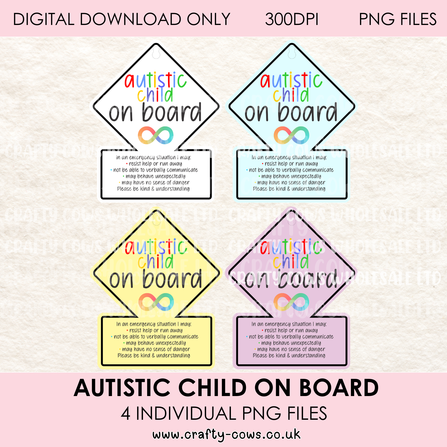 Autistic Child on Board - Digital Downloads