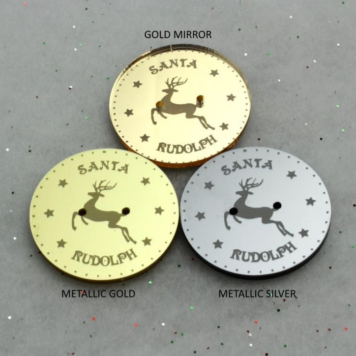 Traditional Santa Button  Santas Lost Button - Rudolph Reindeer design