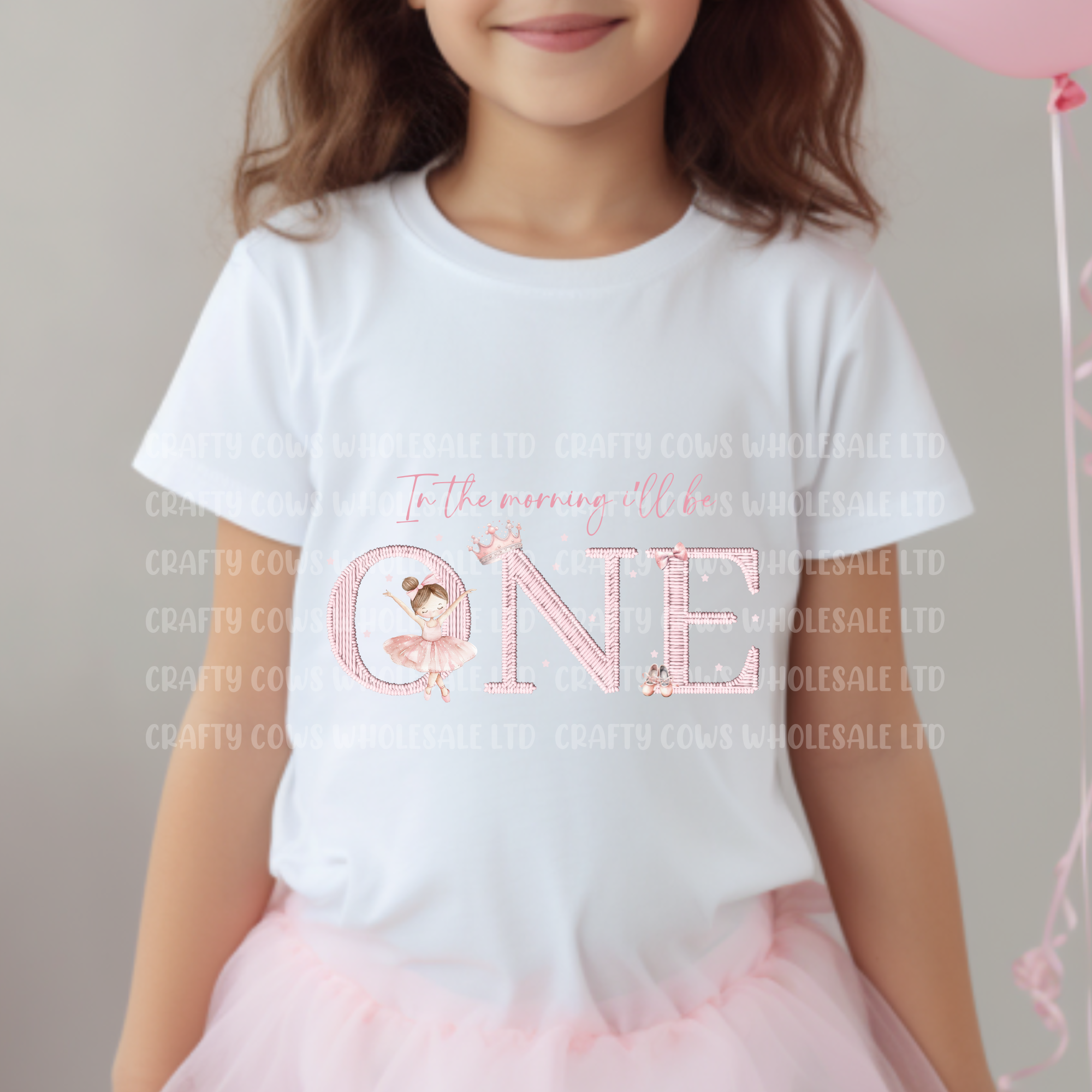 Ballerina Birthday Embroidery Style DTF - One