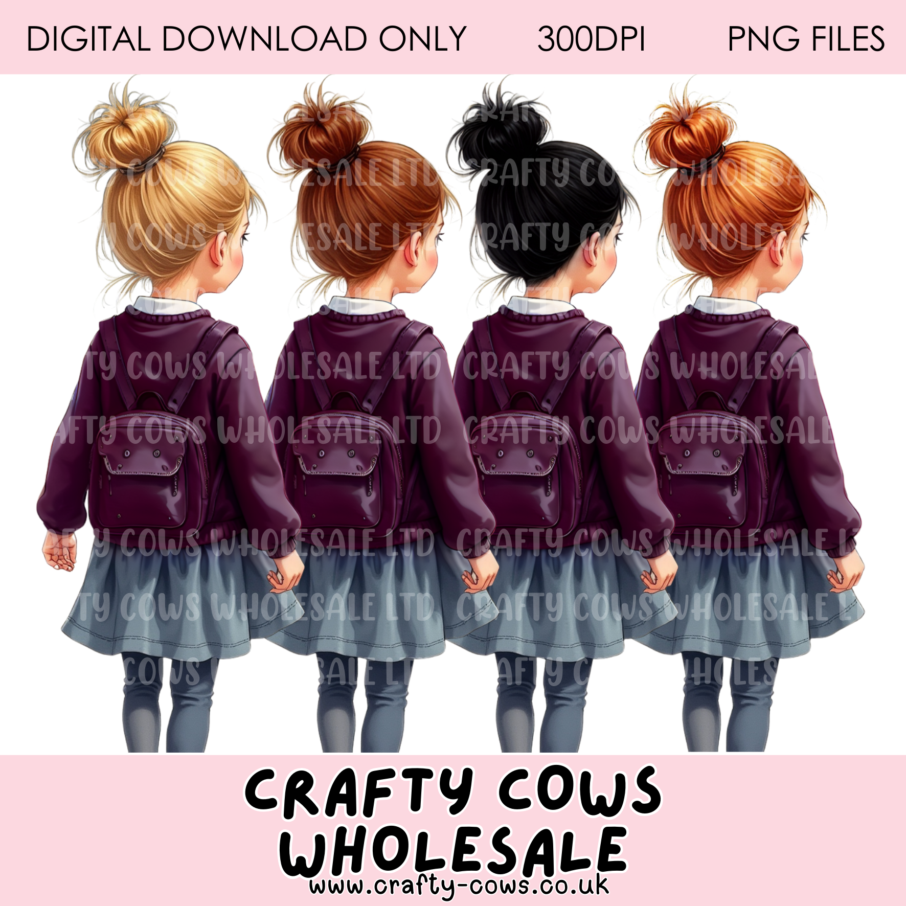 School Girls - Burgundy Digital Downloads