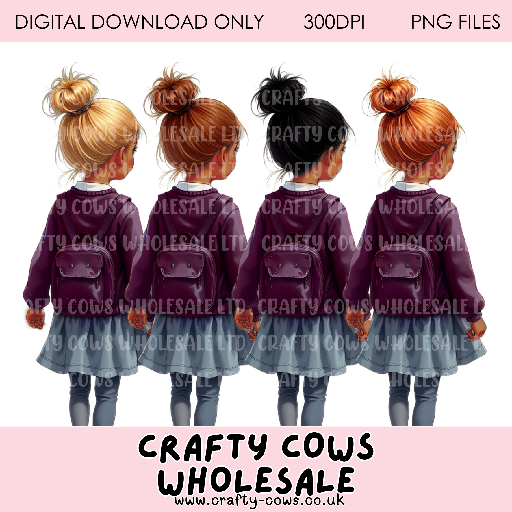 School Girls - Burgundy Digital Downloads