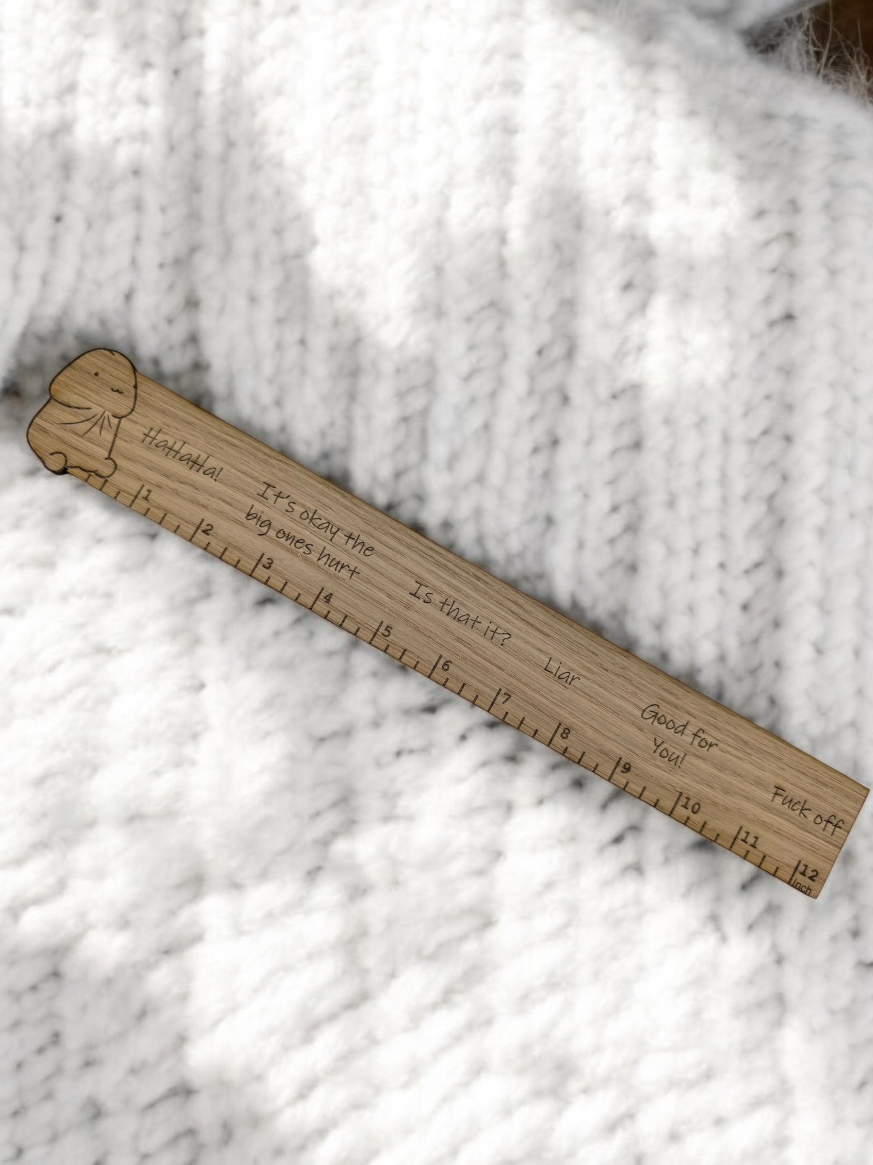 Penis Ruler Oak Veneer 18+