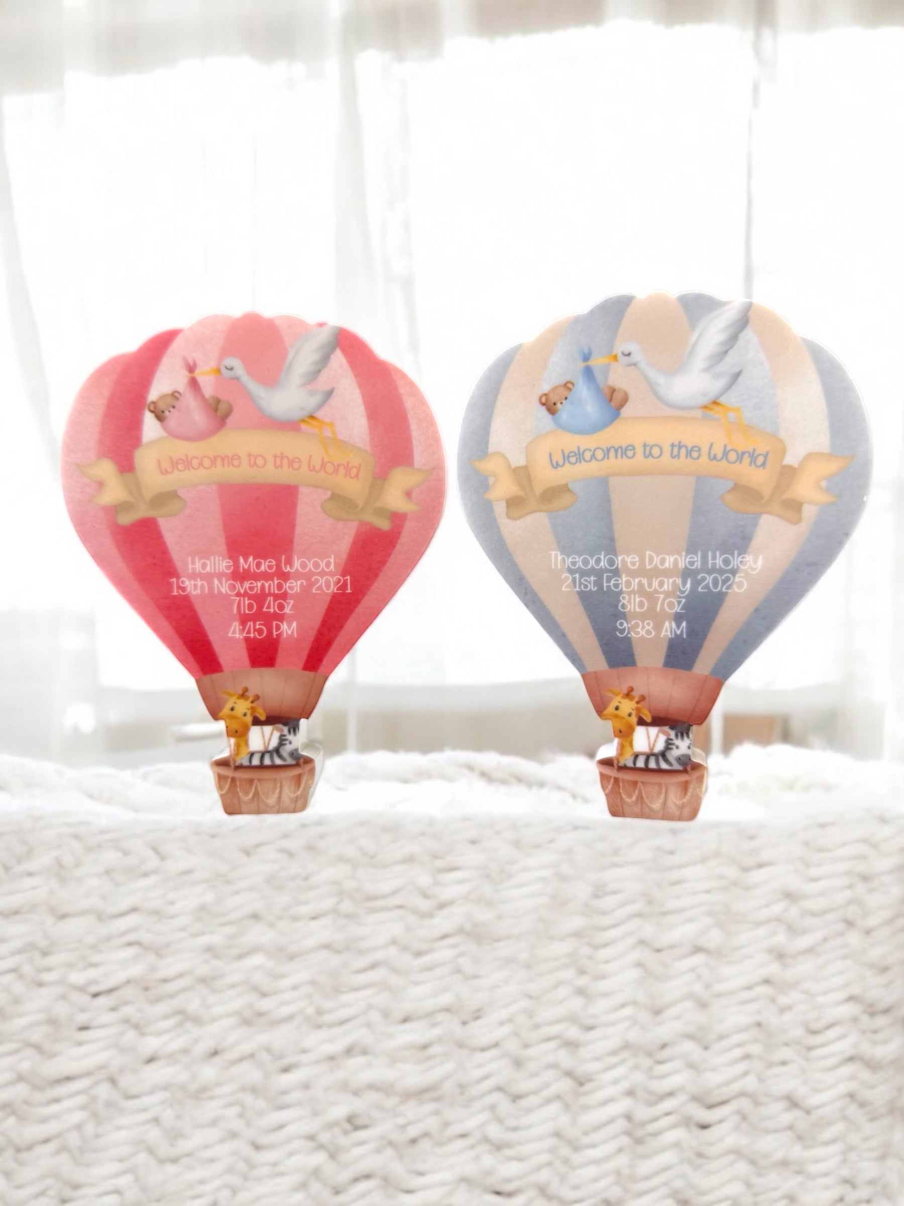 10mm Freestanding Acrylic Block 100mm - Hot Air Balloon