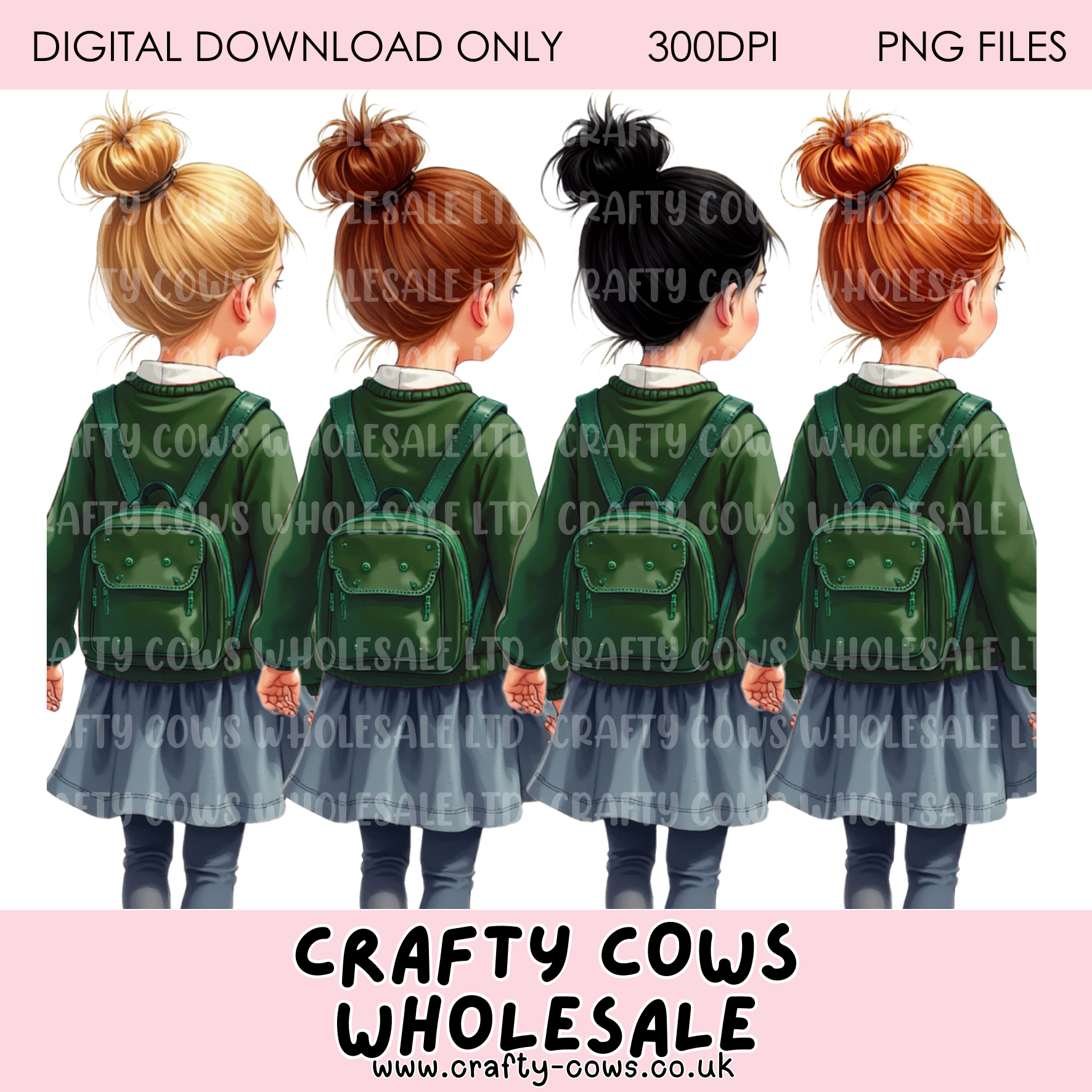 School Girls - Green Digital Downloads