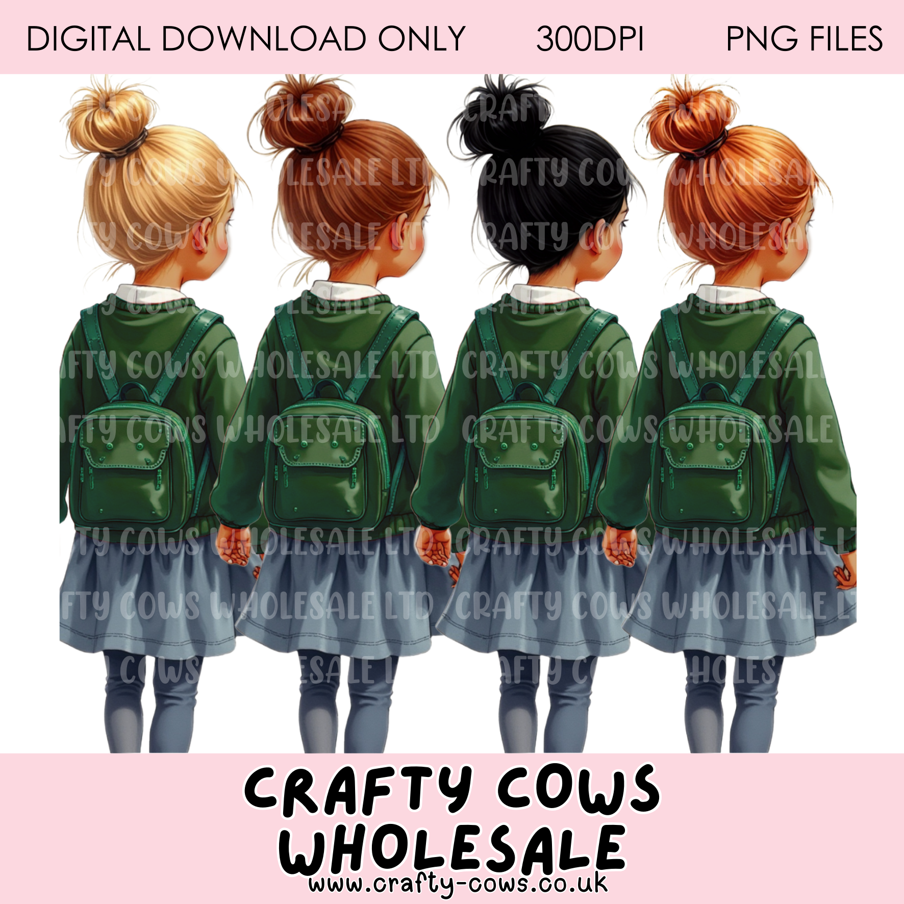 School Girls - Green Digital Downloads