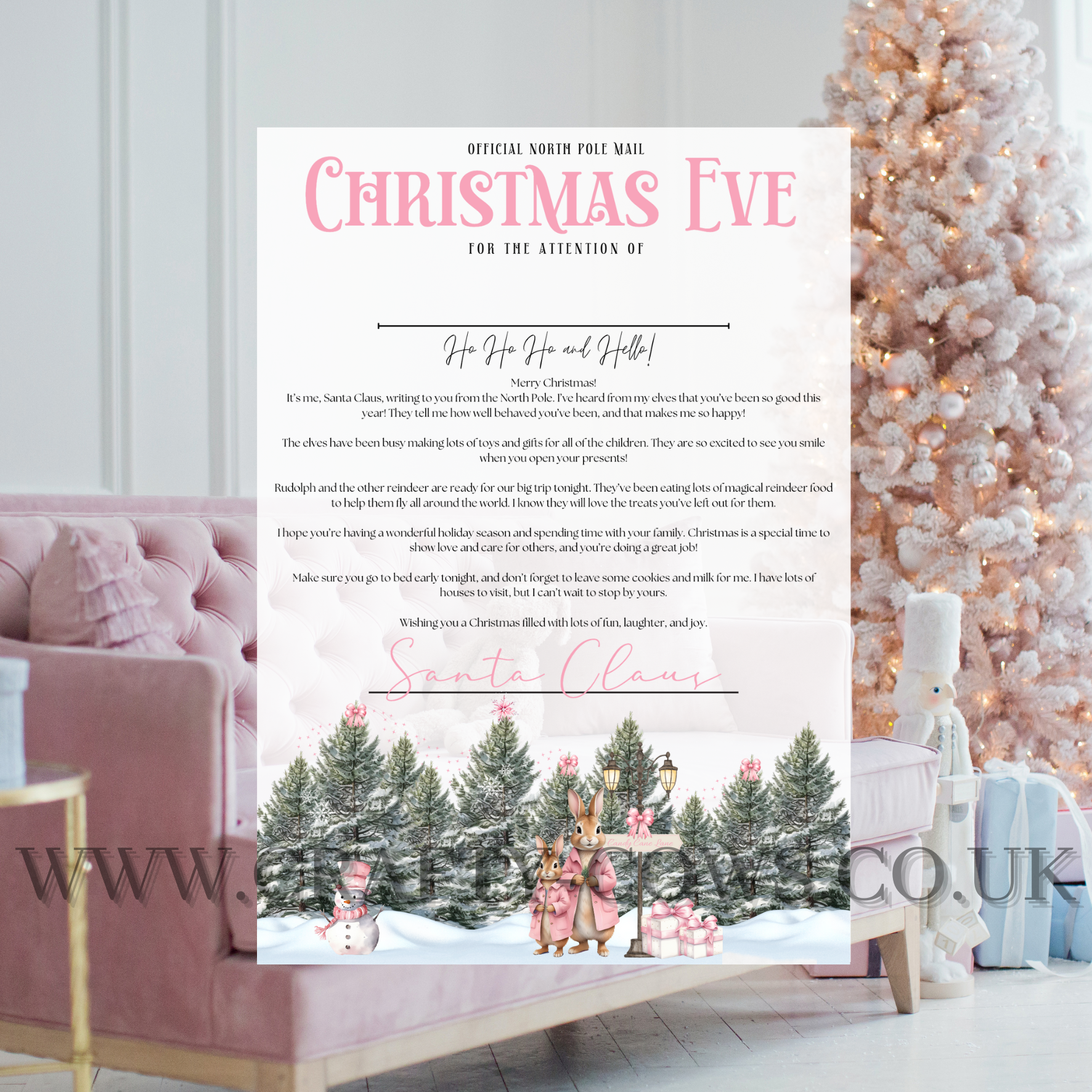 Christmas Eve Letter From Santa - Pink