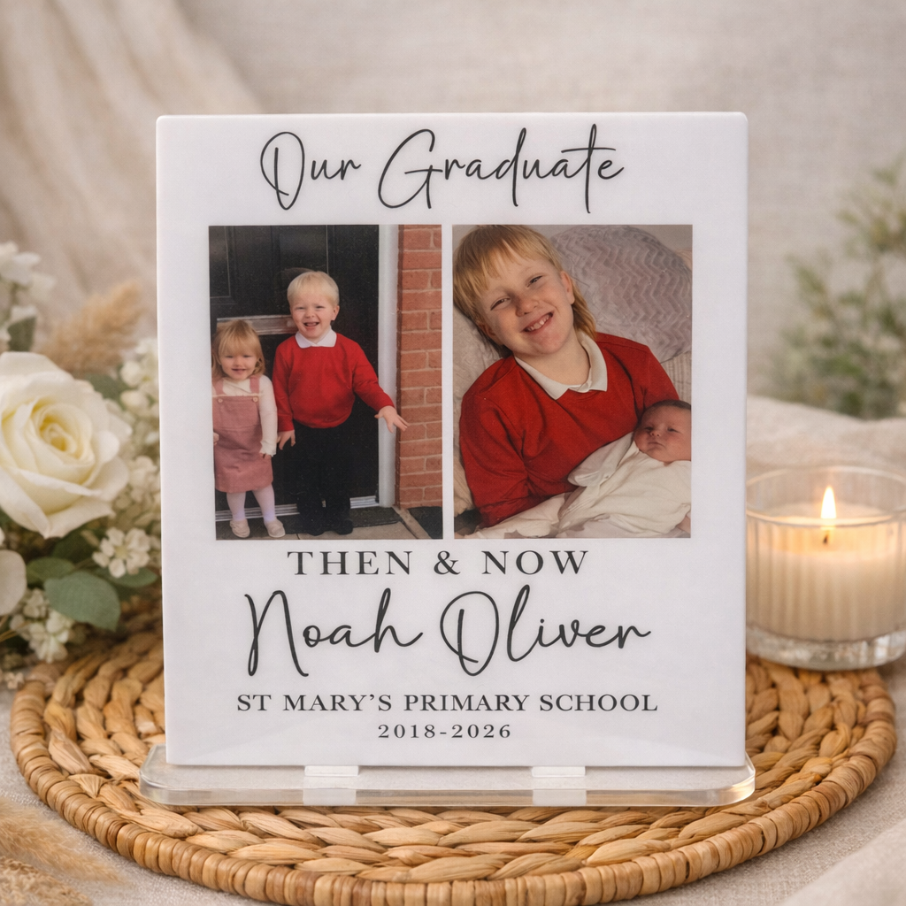 Personalised “Now & Then” A5 Freestanding Acrylic Photo Board