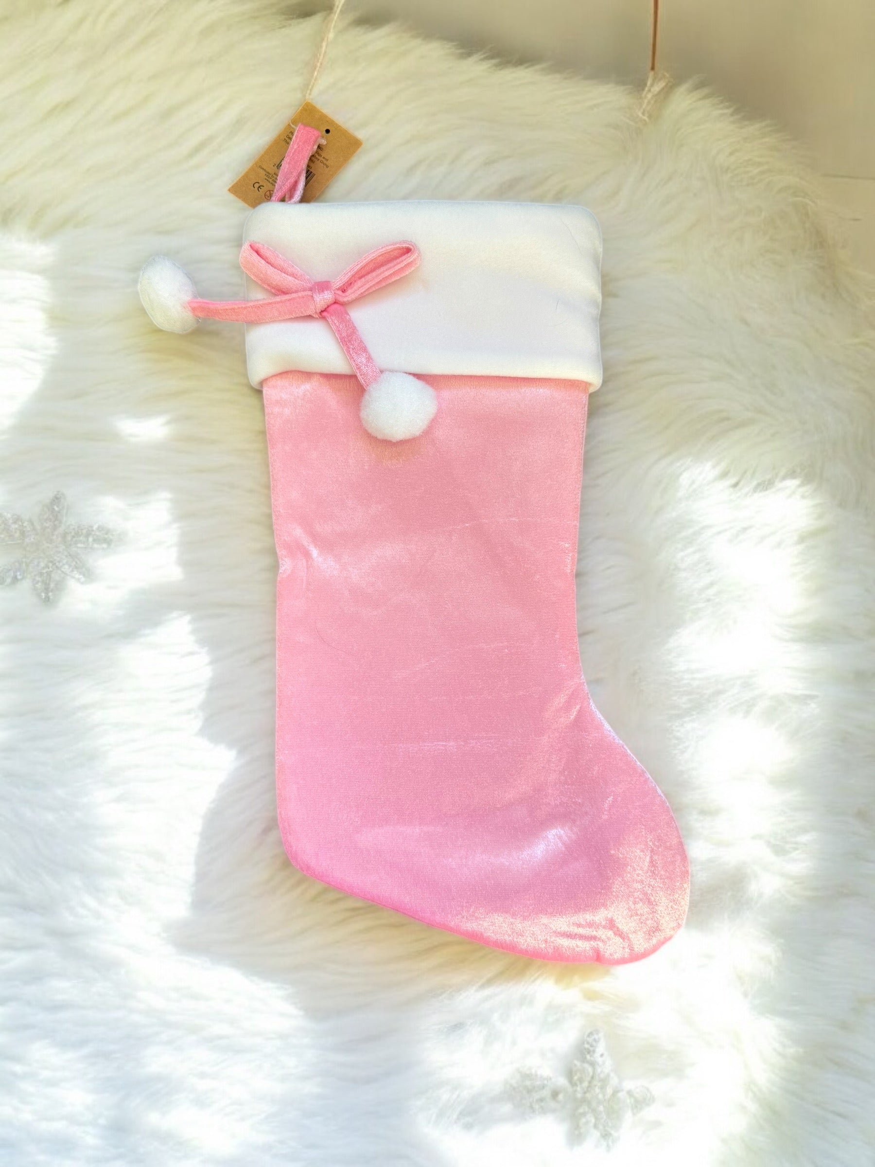 Deluxe Pink Pom Pom Stocking