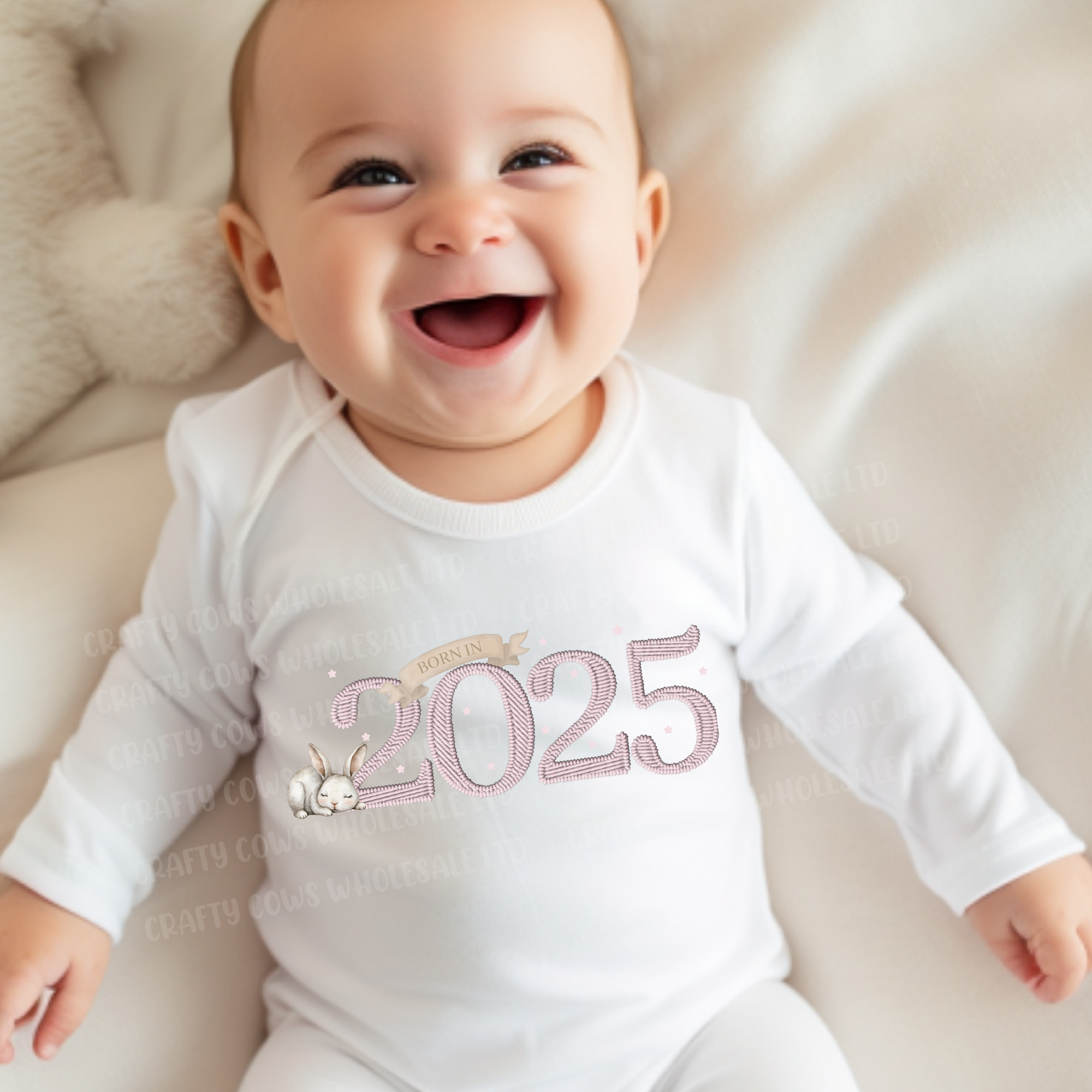 Born in 2025 Pink Embroidery Style Digital Downloads