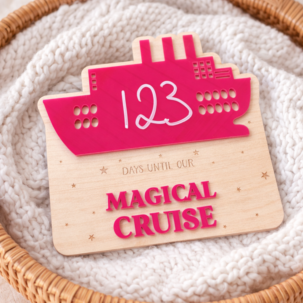 Magical Cruise Countdown Plaque – 3mm Wood & Acrylic | DIY Layered Sign | 170mm x 160mm