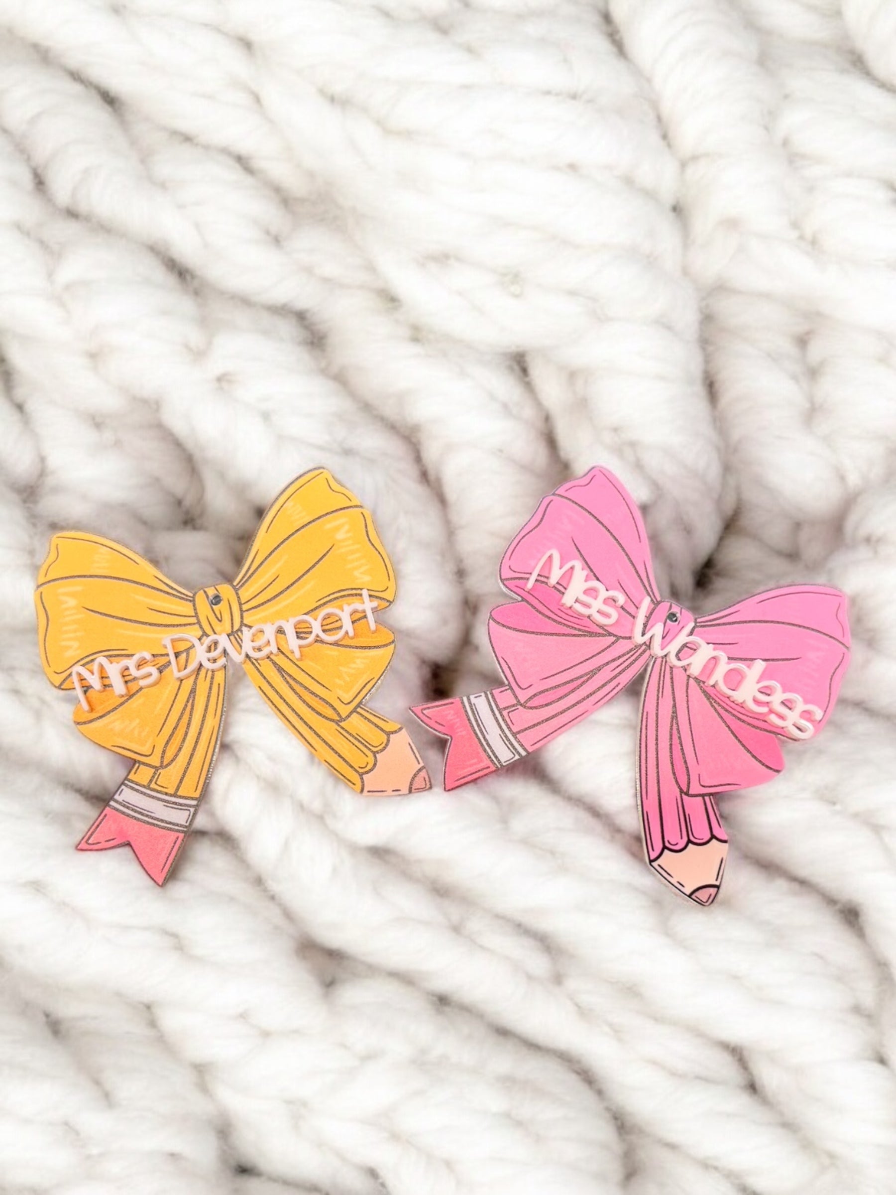 Acrylic Text for Pencil Coquette Bows