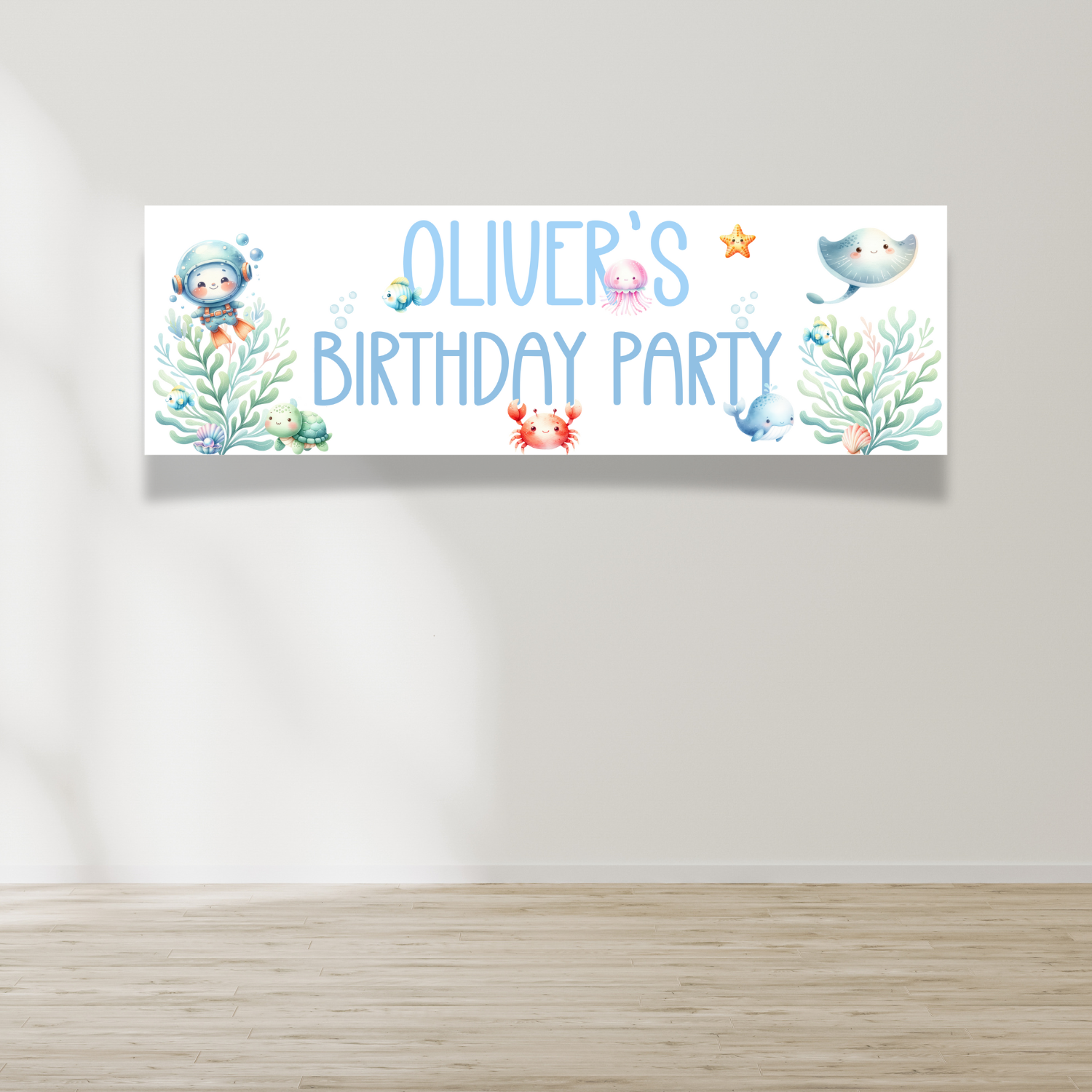 Under The Sea - Birthday Banner Blue