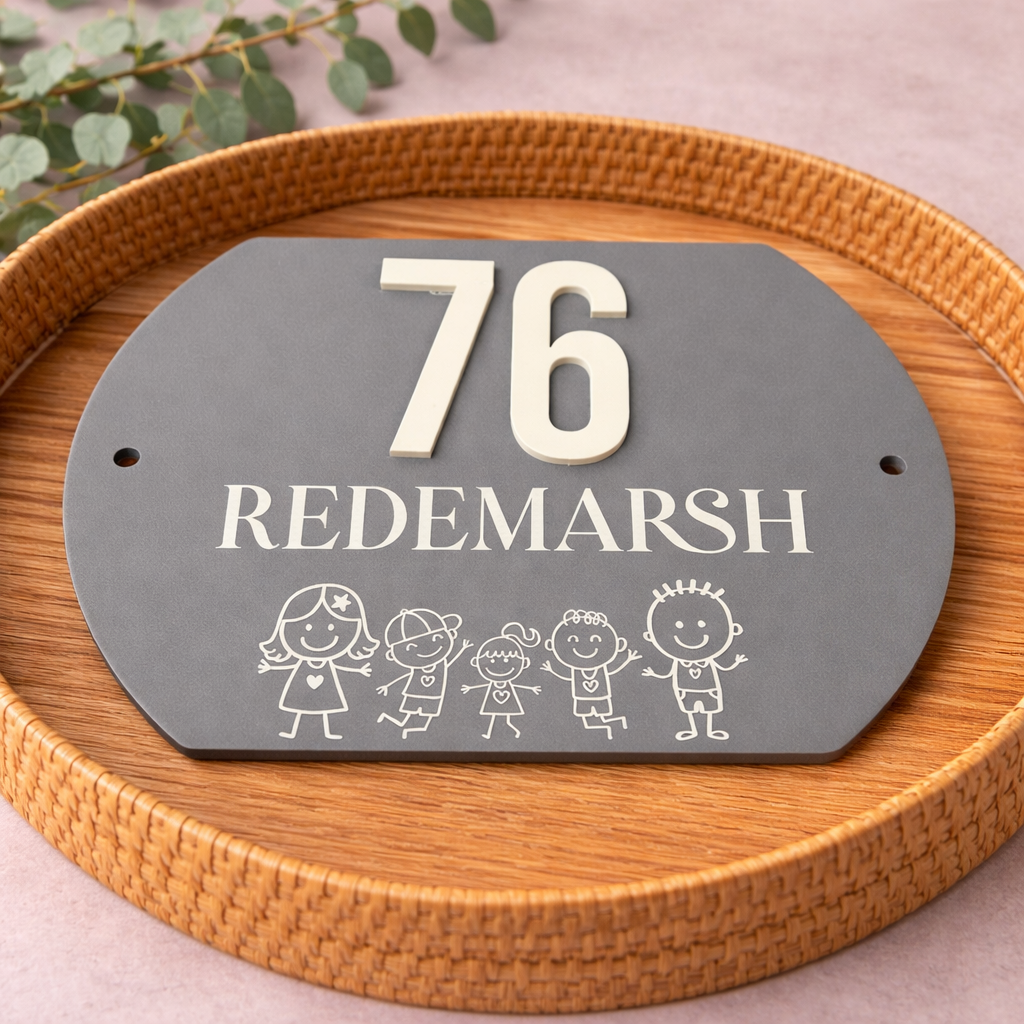 UV Printed - House Number Rear Plate - Convex