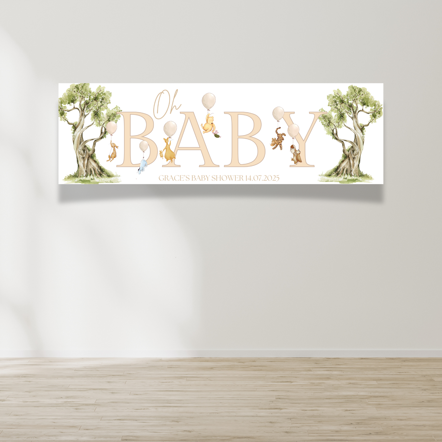 Oh Baby - Baby Shower Banner - Beige