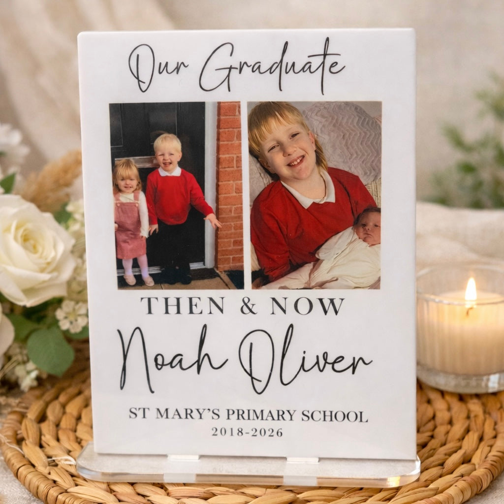 Personalised “Now & Then” A5 Freestanding Acrylic Photo Board