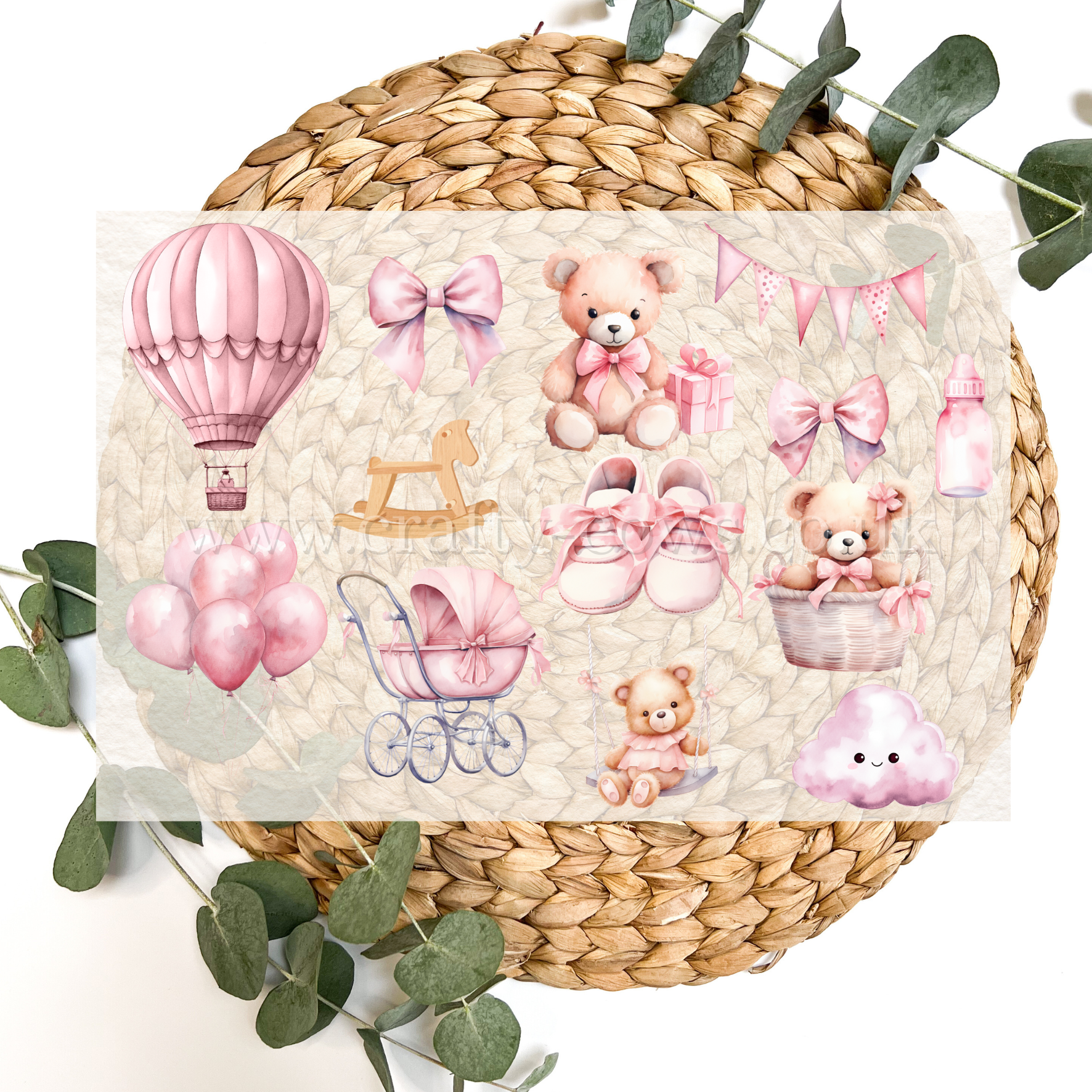 Pink New Baby Theme Sheet DTF