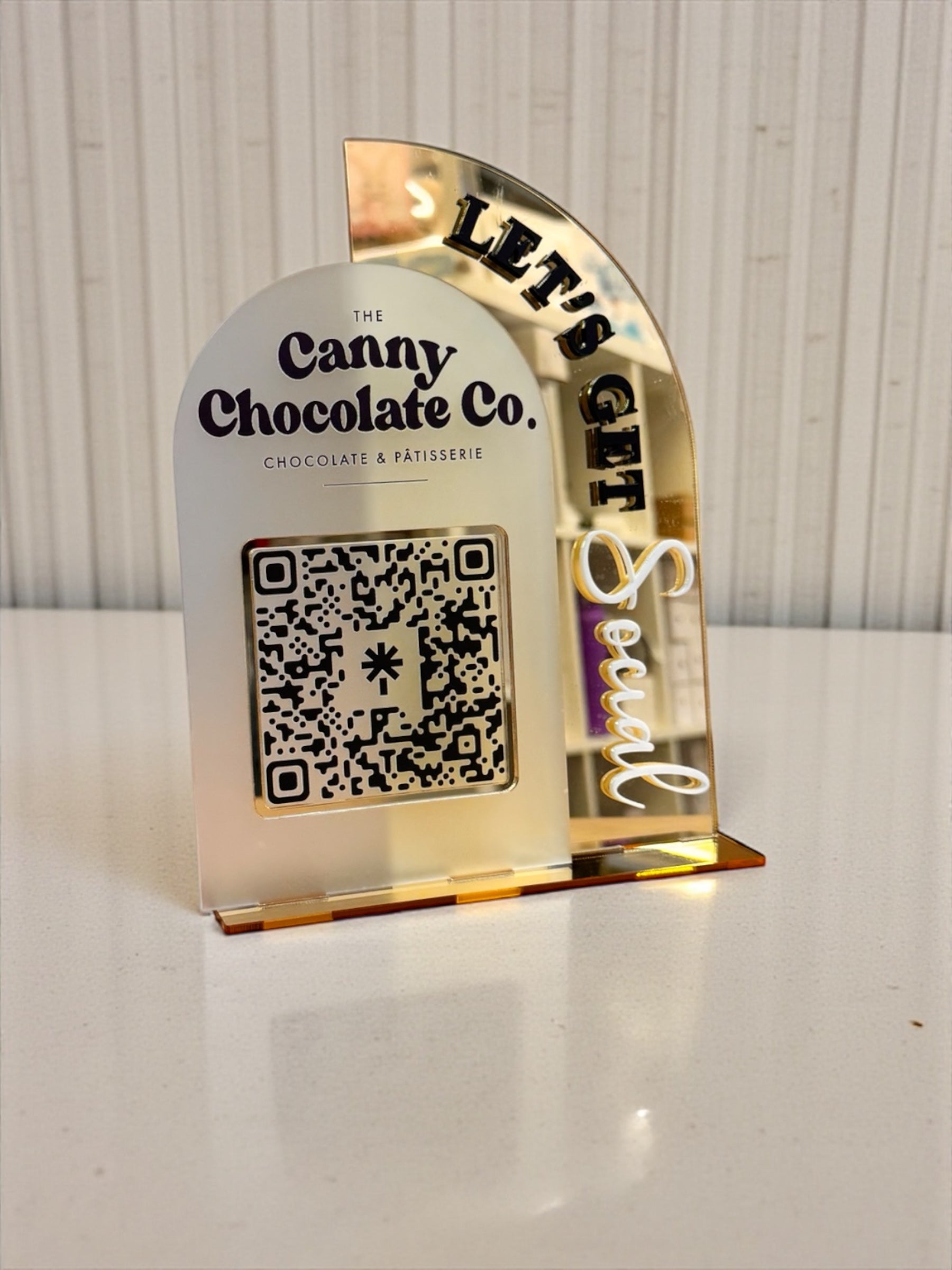 Custom Double Arch Lets Get Social QR Code Sign