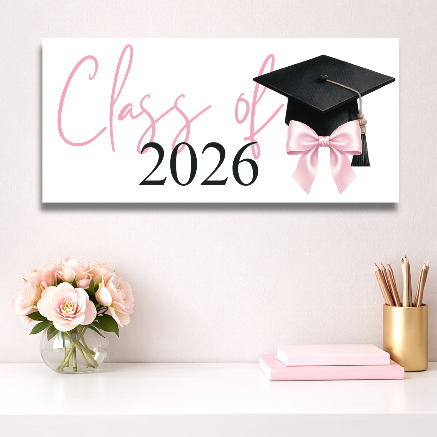 Class of 2026 Banner | Graduation Celebration Banner | Indoor & Outdoor Sign - Pink