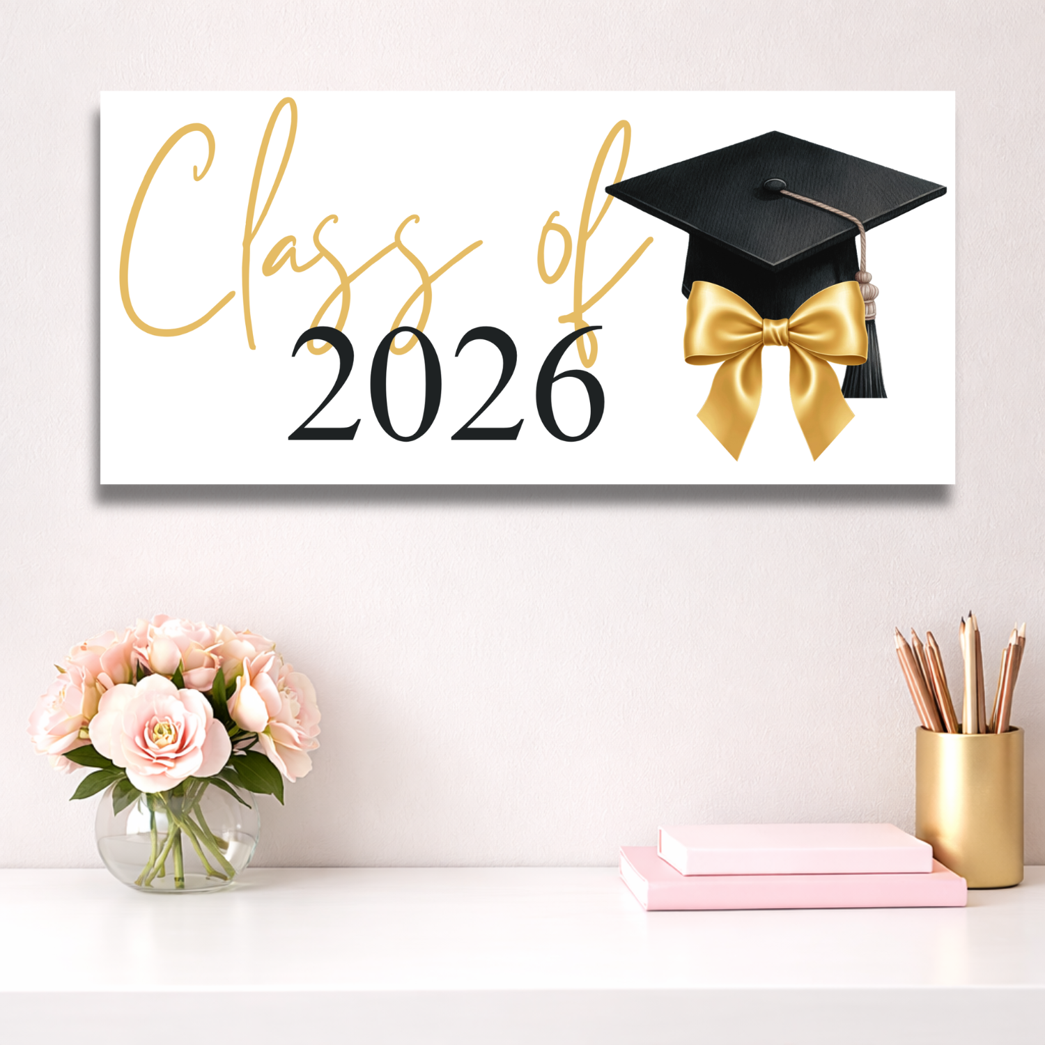Class of 2026 Banner | Graduation Celebration Banner | Indoor & Outdoor Sign - Gold