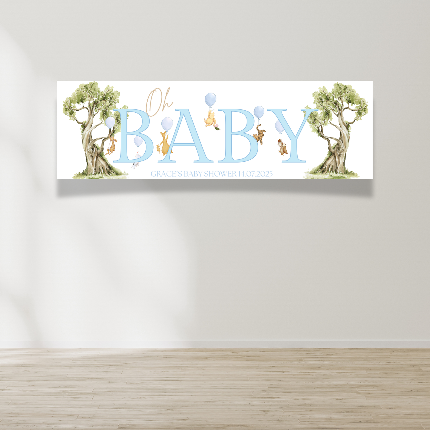 Oh Baby - Baby Shower Banner - Blue