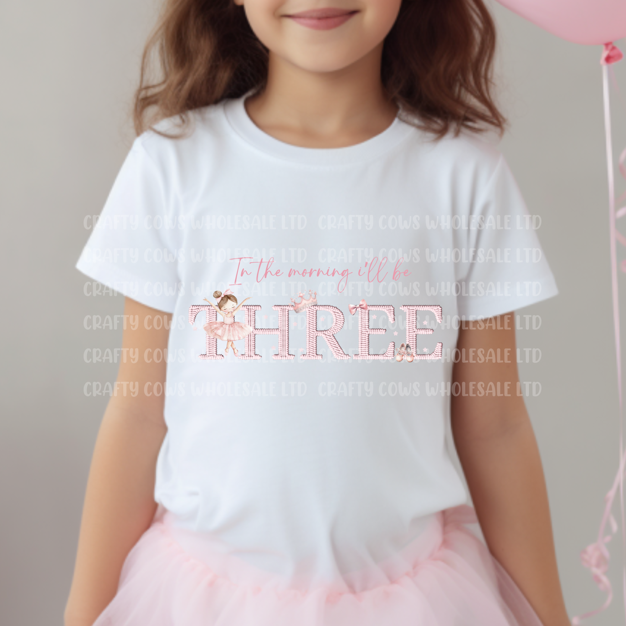 Ballerina Birthday Embroidery Style DTF - Three