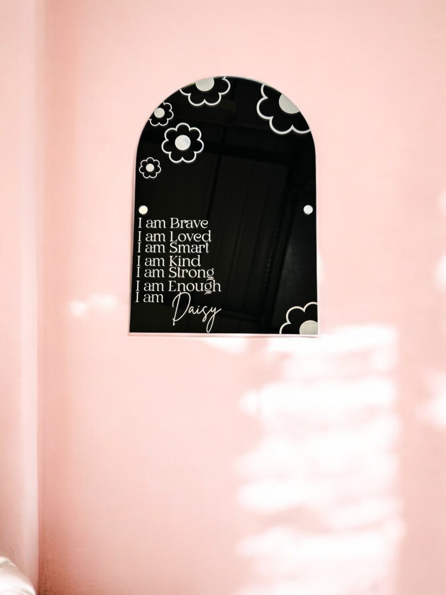 Engraved Affirmation Arch mirror