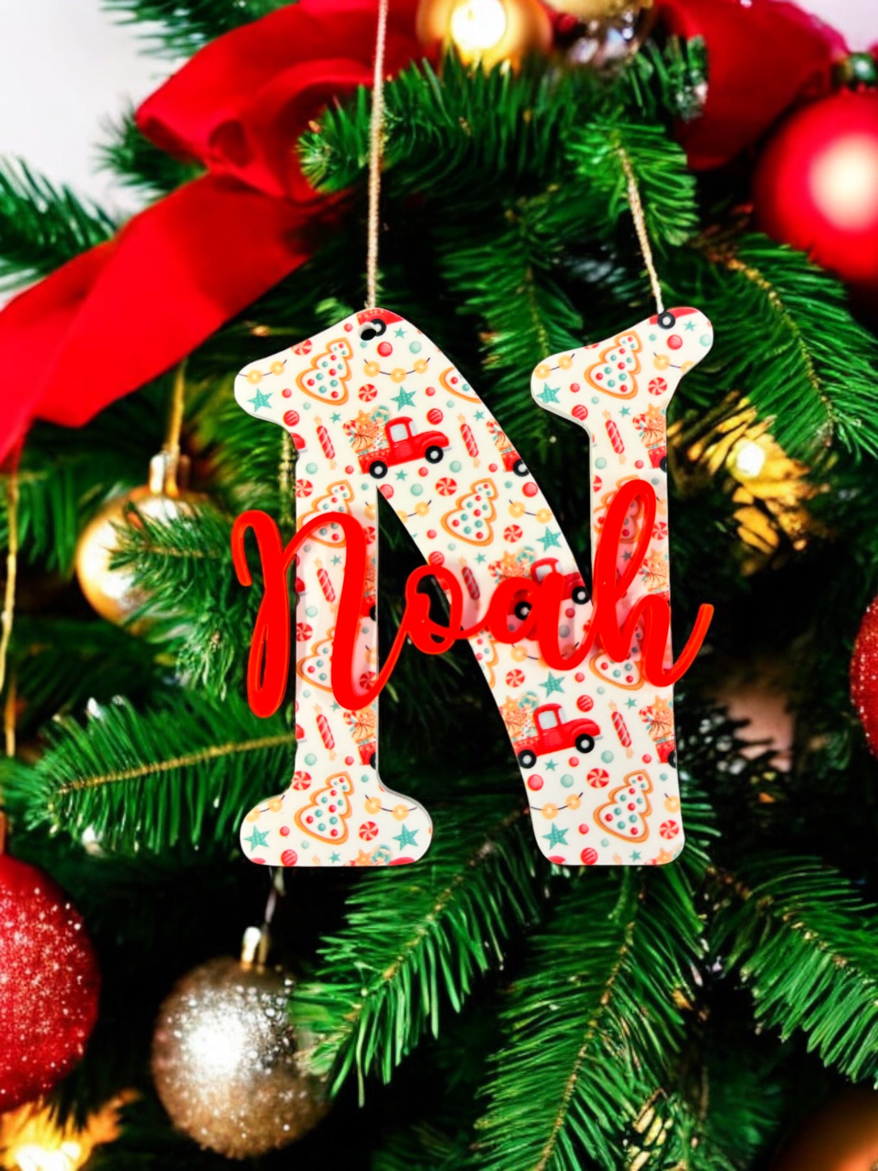 Christmas Printed Letter Bauble