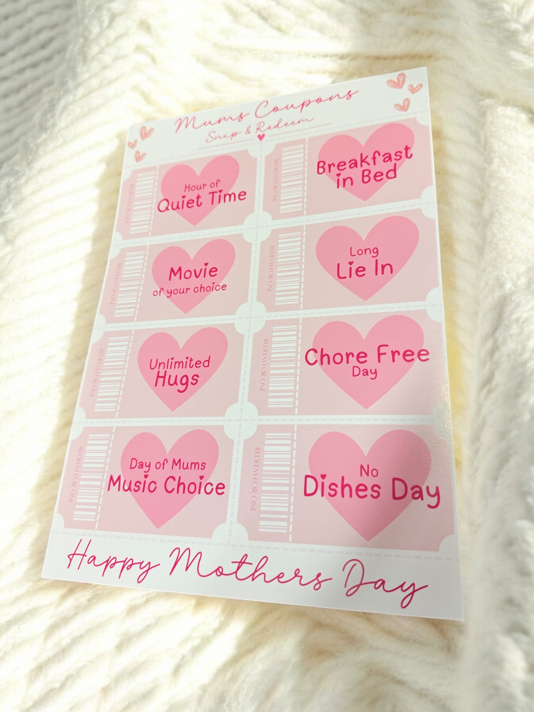 Mums Coupons Sheet