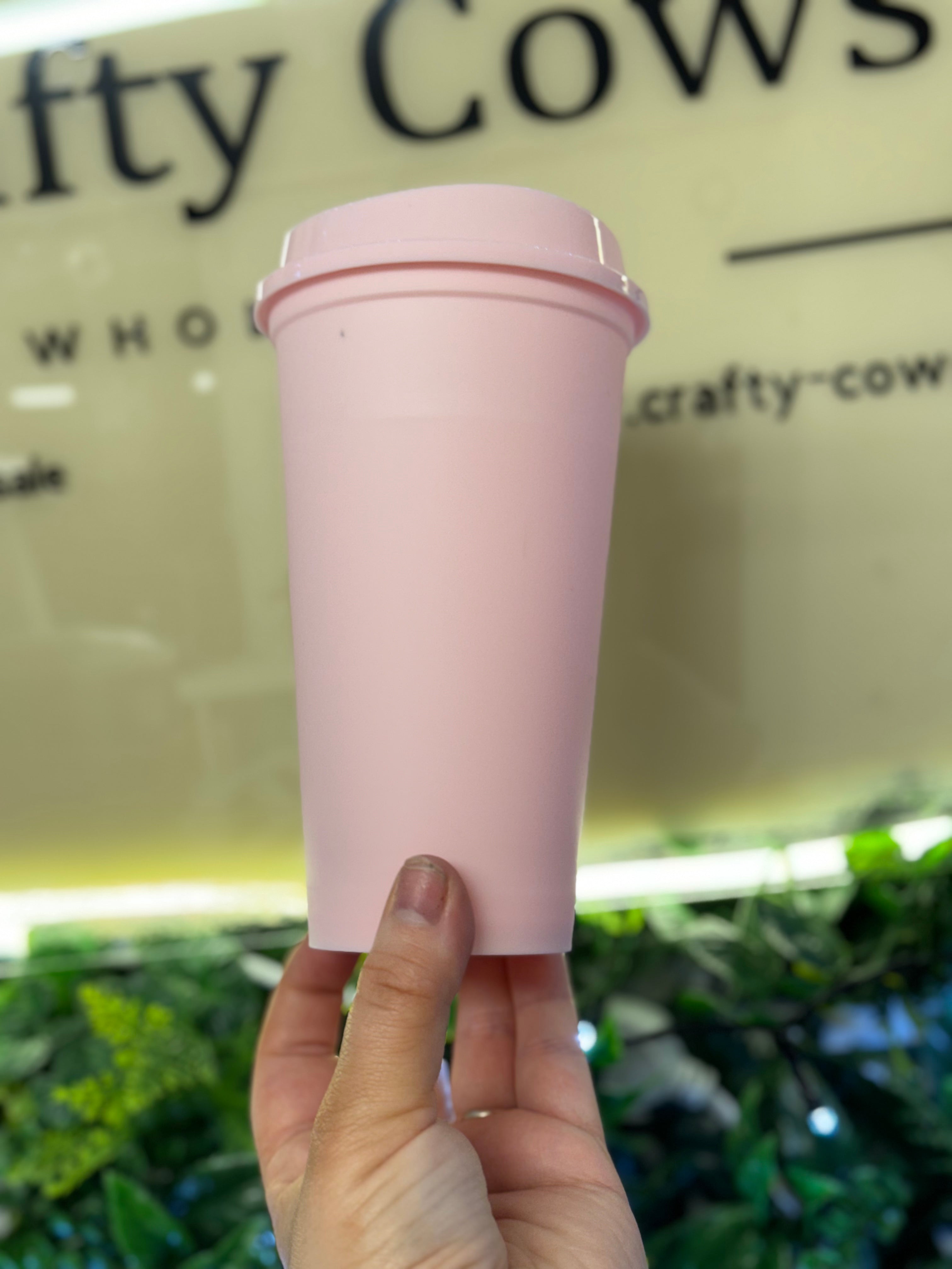 16oz Single Wall Hot Cup Light Pink